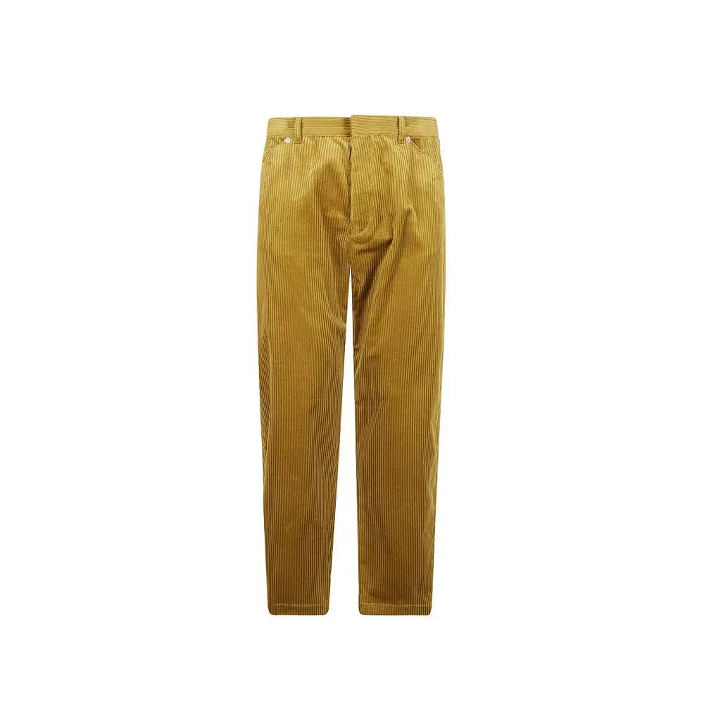 Men’s Bicolor Cotton Velvet-Effect Pants – Prada Tailored Trousers with Triangle Logo