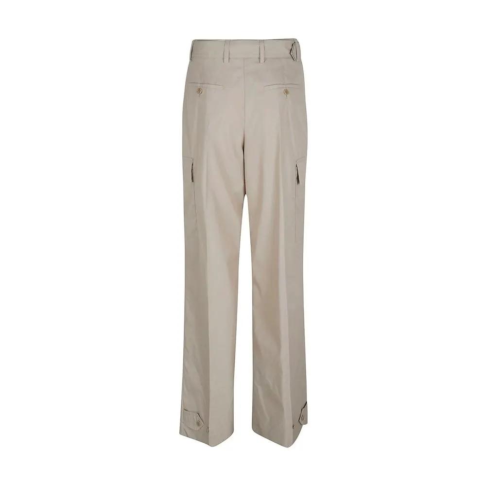 Women’s Beige Cotton Cargo Pants – Prada Tailored Utility Trousers Made in Italy