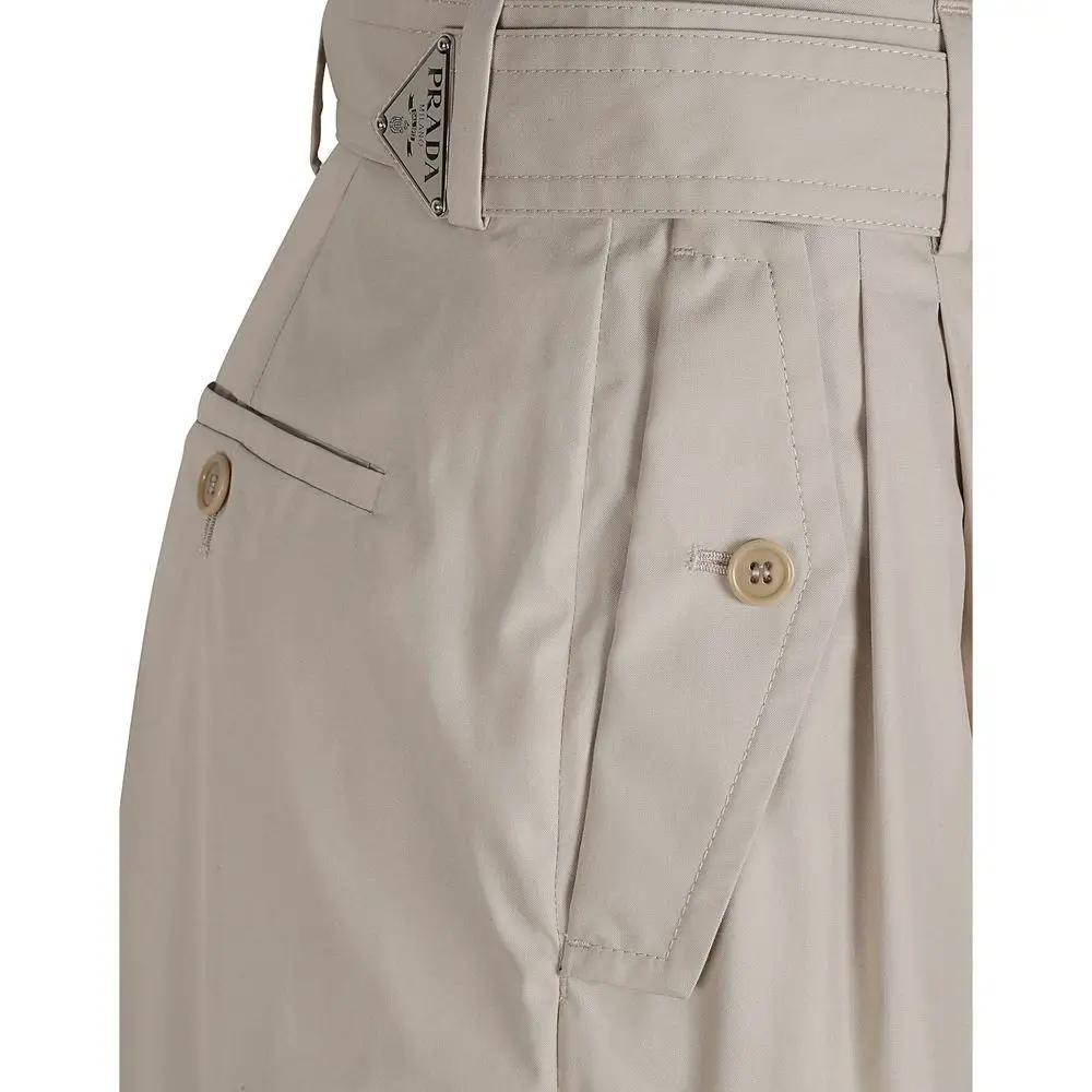 Women’s Beige Cotton Cargo Pants – Prada Tailored Utility Trousers Made in Italy