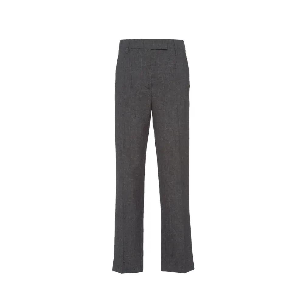 Women’s Grey Virgin Wool Dress Pants – Prada Tailored Trousers Made in Italy
