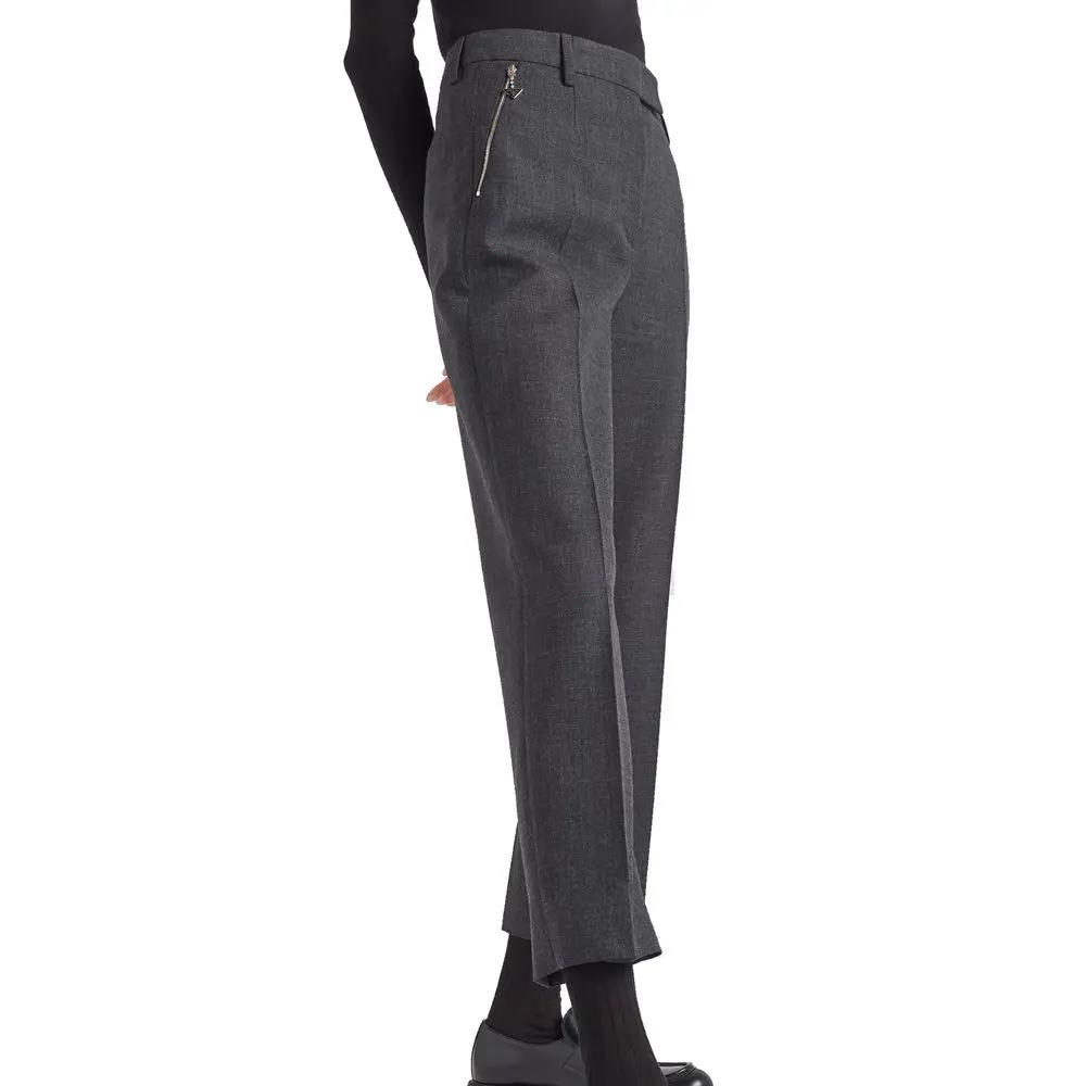 Women’s Grey Virgin Wool Dress Pants – Prada Tailored Trousers Made in Italy