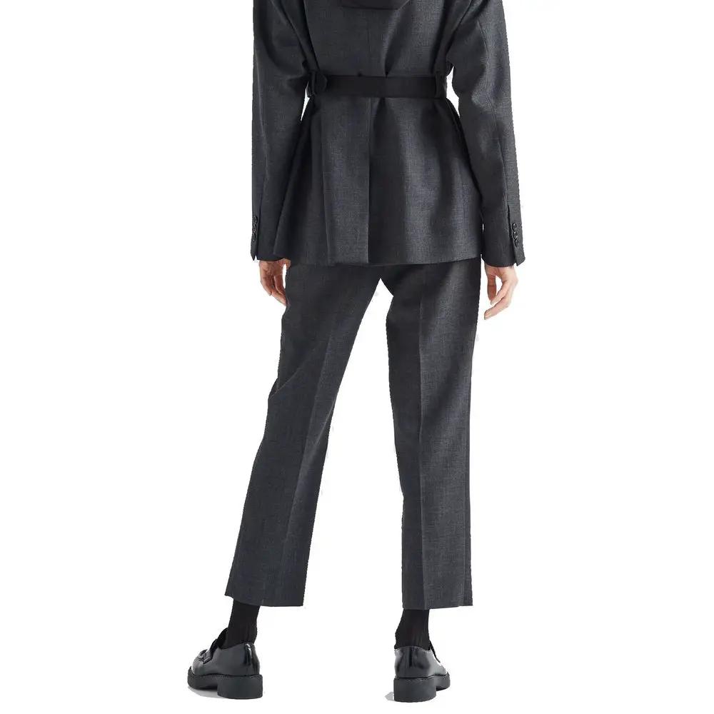 Women’s Grey Virgin Wool Dress Pants – Prada Tailored Trousers Made in Italy