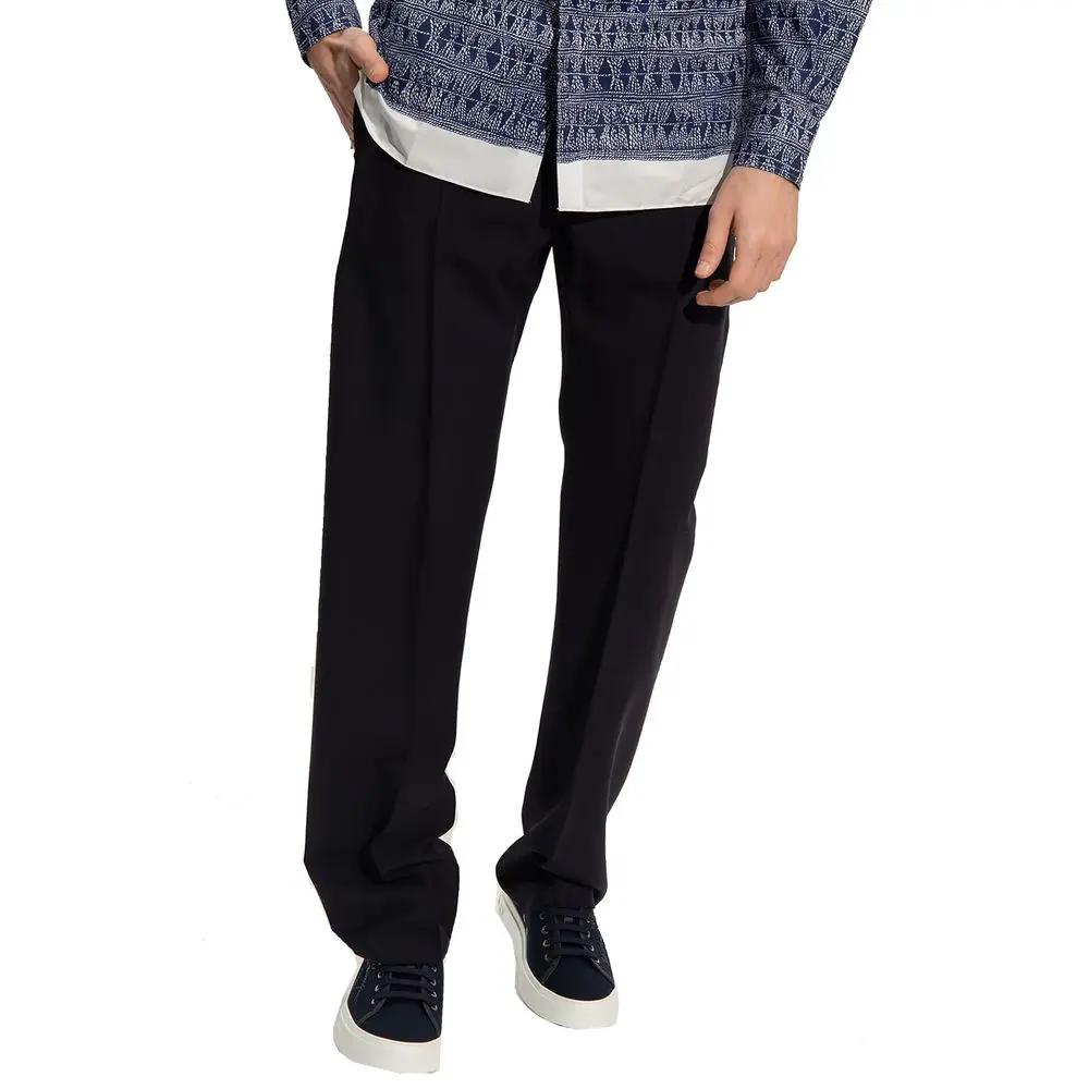 Men’s Blue Cotton Silk Pants – Salvatore Ferragamo Tailored Casual Trousers Made in Italy