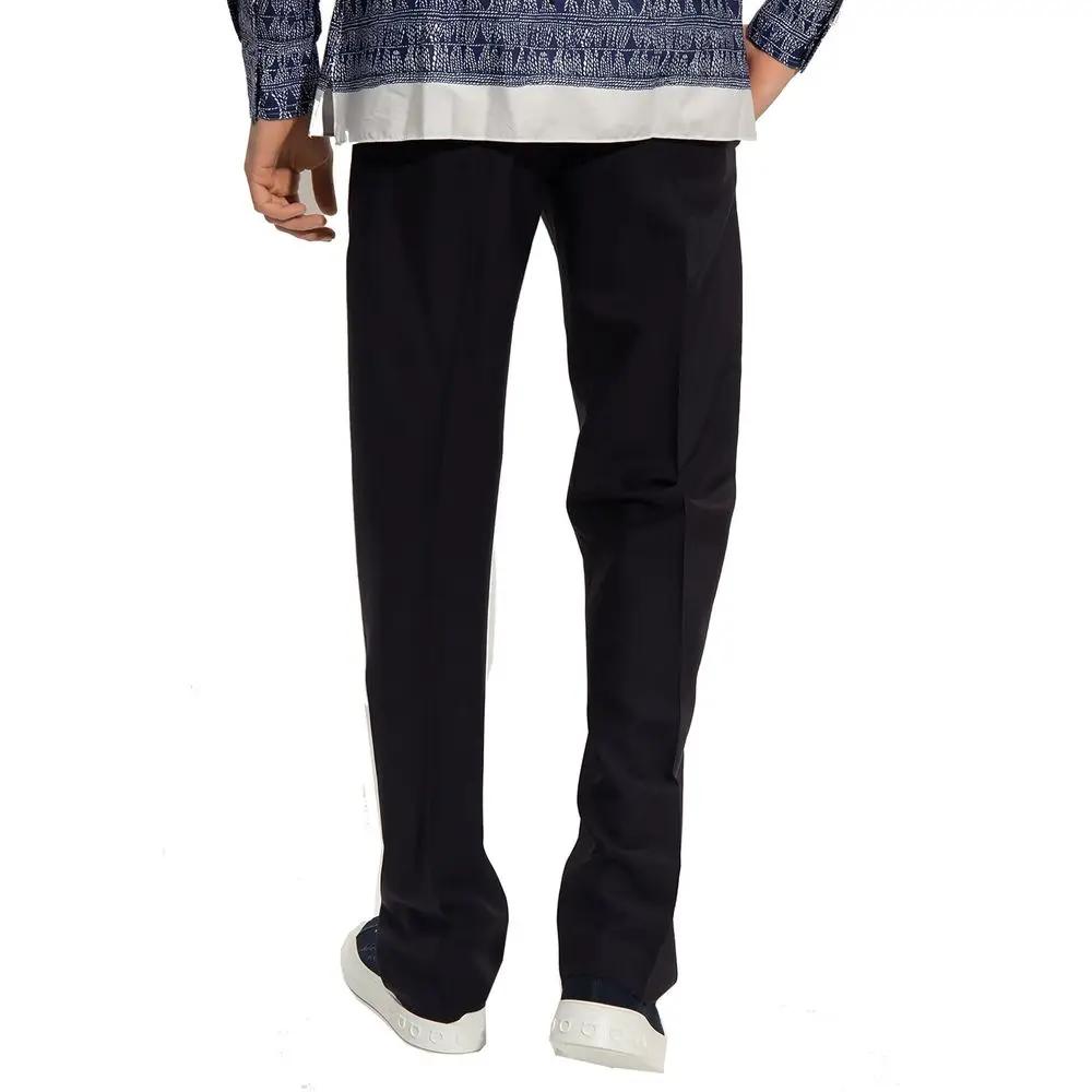 Men’s Blue Cotton Silk Pants – Salvatore Ferragamo Tailored Casual Trousers Made in Italy