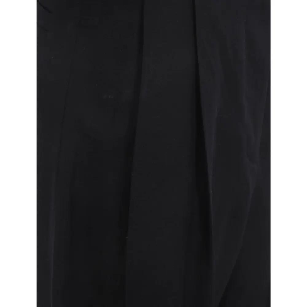 Pantalon noir soie lin femme – Salvatore Ferragamo taille haute large Italie