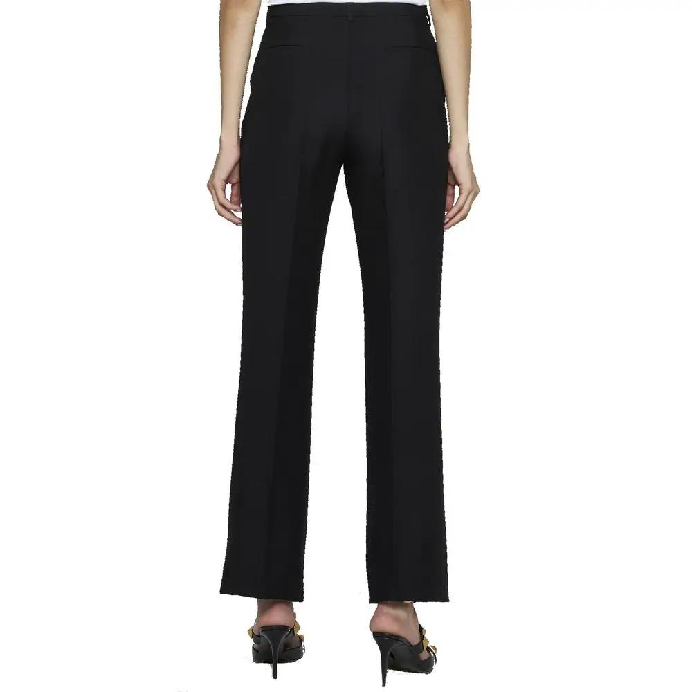 Women’s Black Flared Silk Wool Pants – Valentino Tailored Trousers Made in Italy