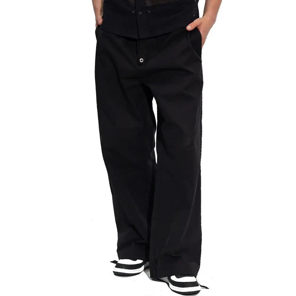 Pantalon noir coton homme – Versace taille cordon coupe droite