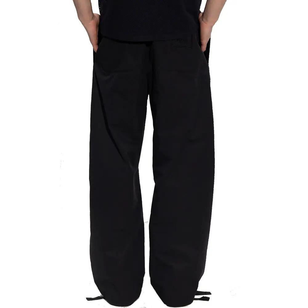 Pantalon noir coton homme – Versace taille cordon coupe droite