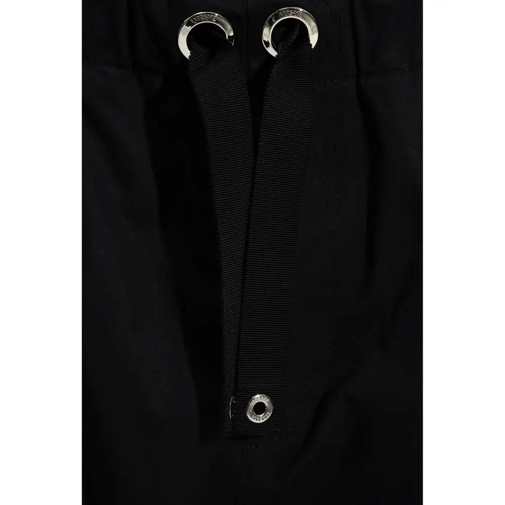 Pantalon noir coton homme – Versace taille cordon coupe droite