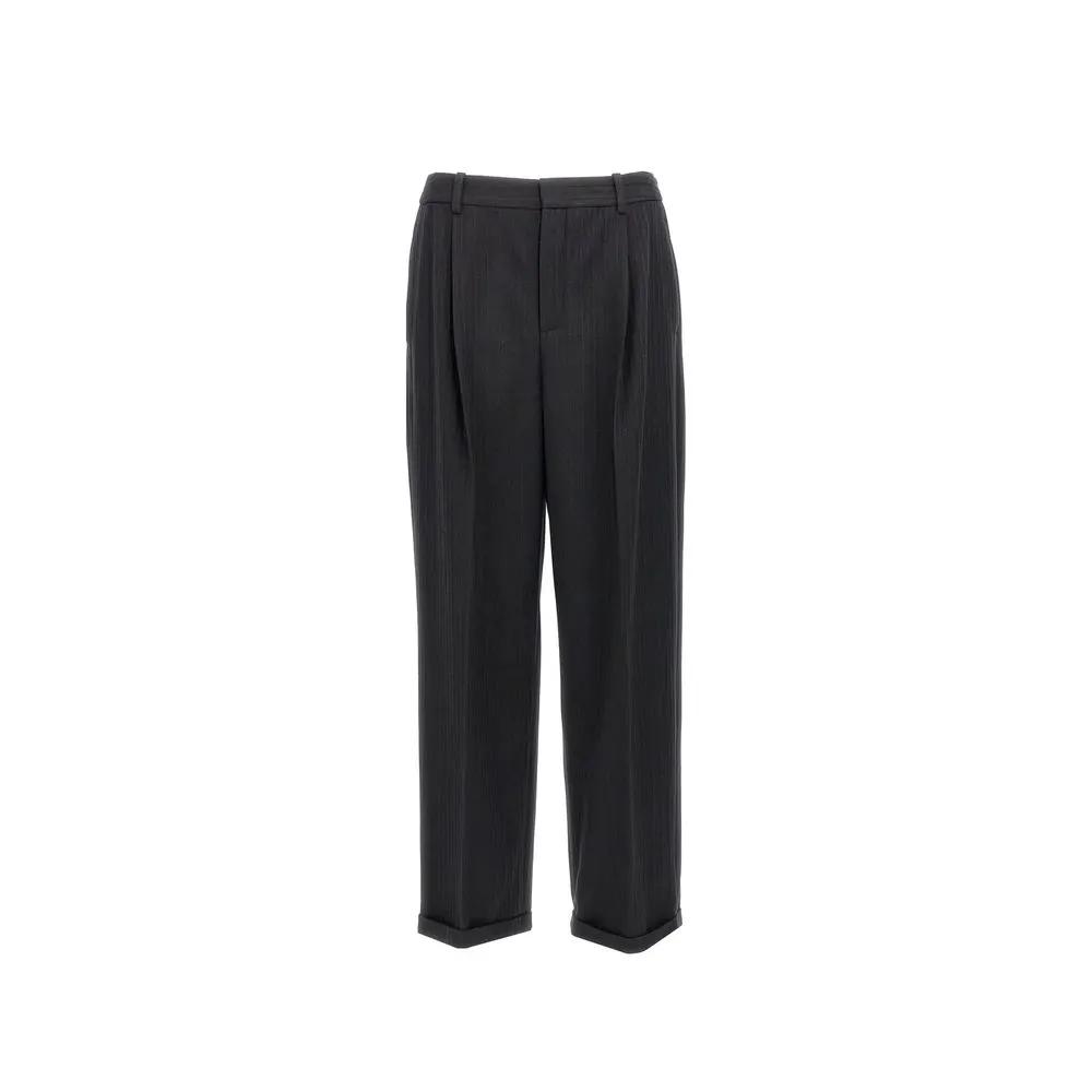 Pantalon noir laine cachemire homme – Saint Laurent pantalon tailleur revers