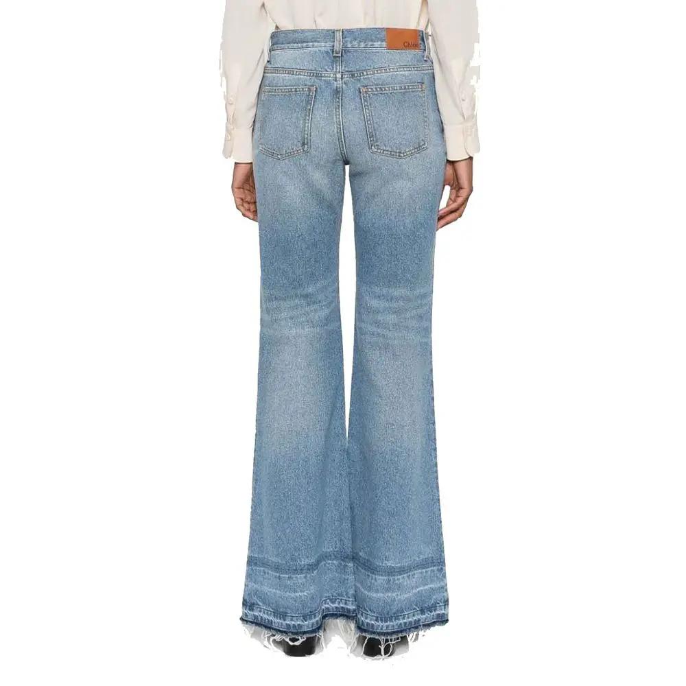 Jean bootcut bleu femme – Chloé taille haute franges Italie
