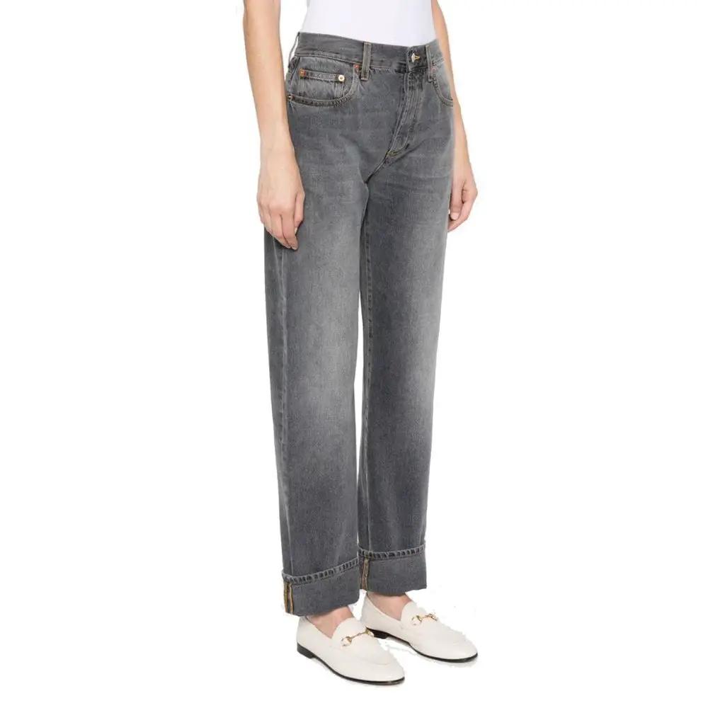 Women’s Grey Oversized Jeans – Gucci Relaxed Fit Cotton Denim Made in Italy