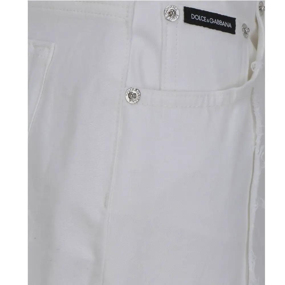 Women’s White Straight-Leg Jeans – Dolce & Gabbana Stretch Cotton Denim Made in Italy