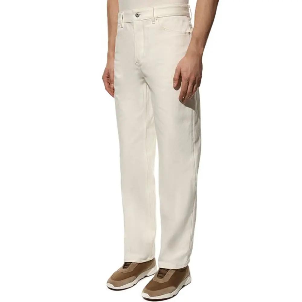 Men’s White Cotton Jeans – Jil Sander Minimalist Denim Pants Made in Italy