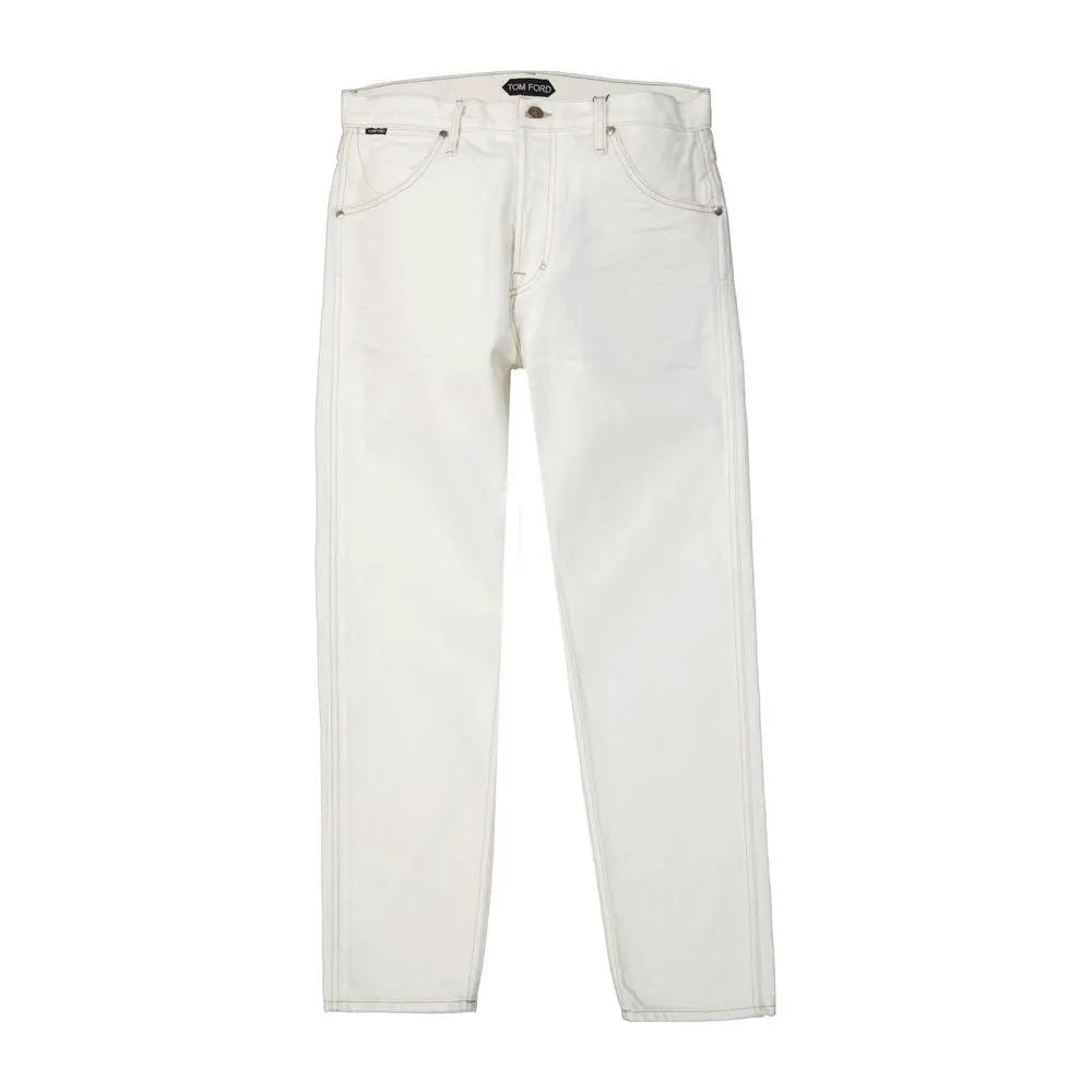 Men’s White Cotton Jeans – Tom Ford Luxury Denim Pants Made in Italy