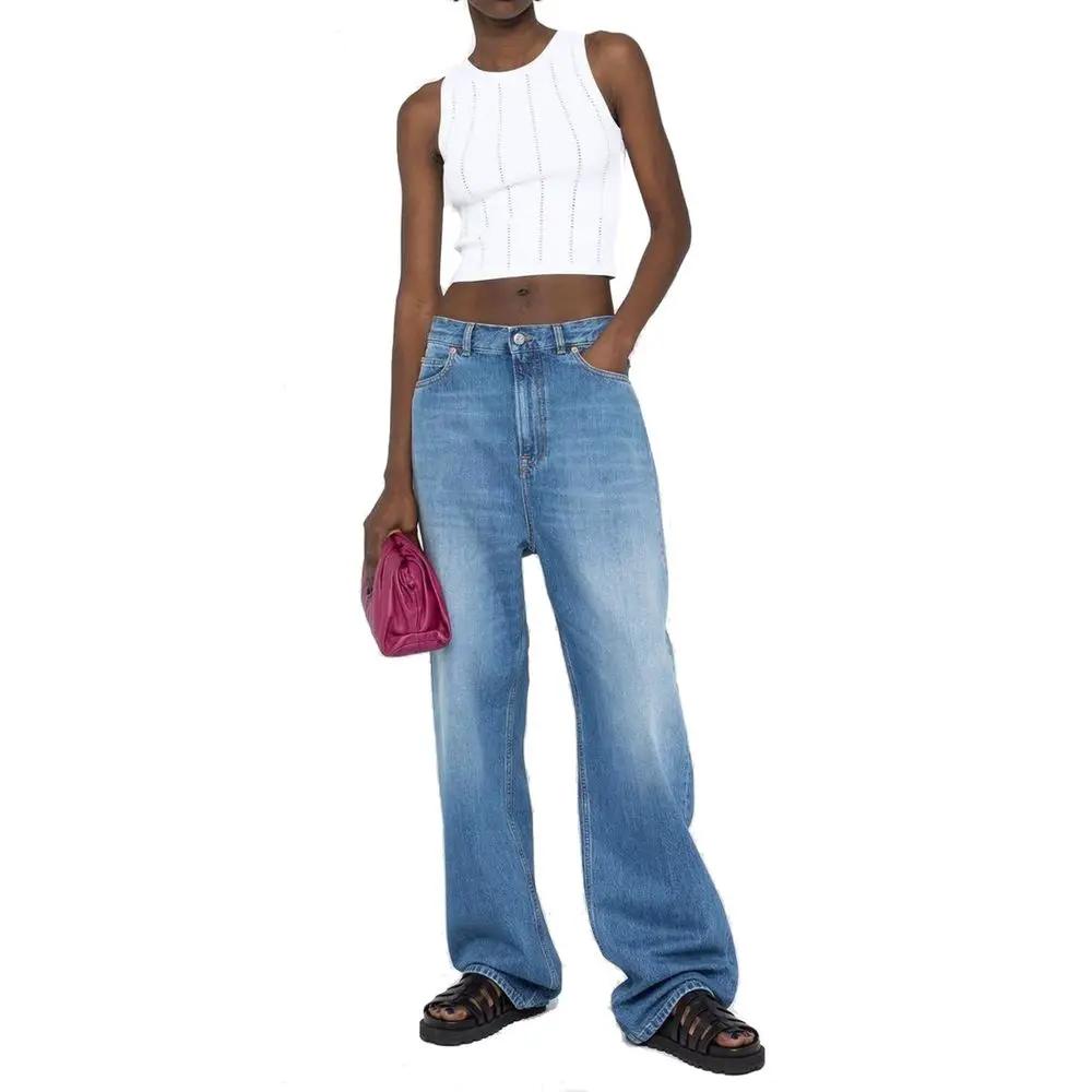 Jean bleu coupe relaxed femme – Valentino denim coton Italie