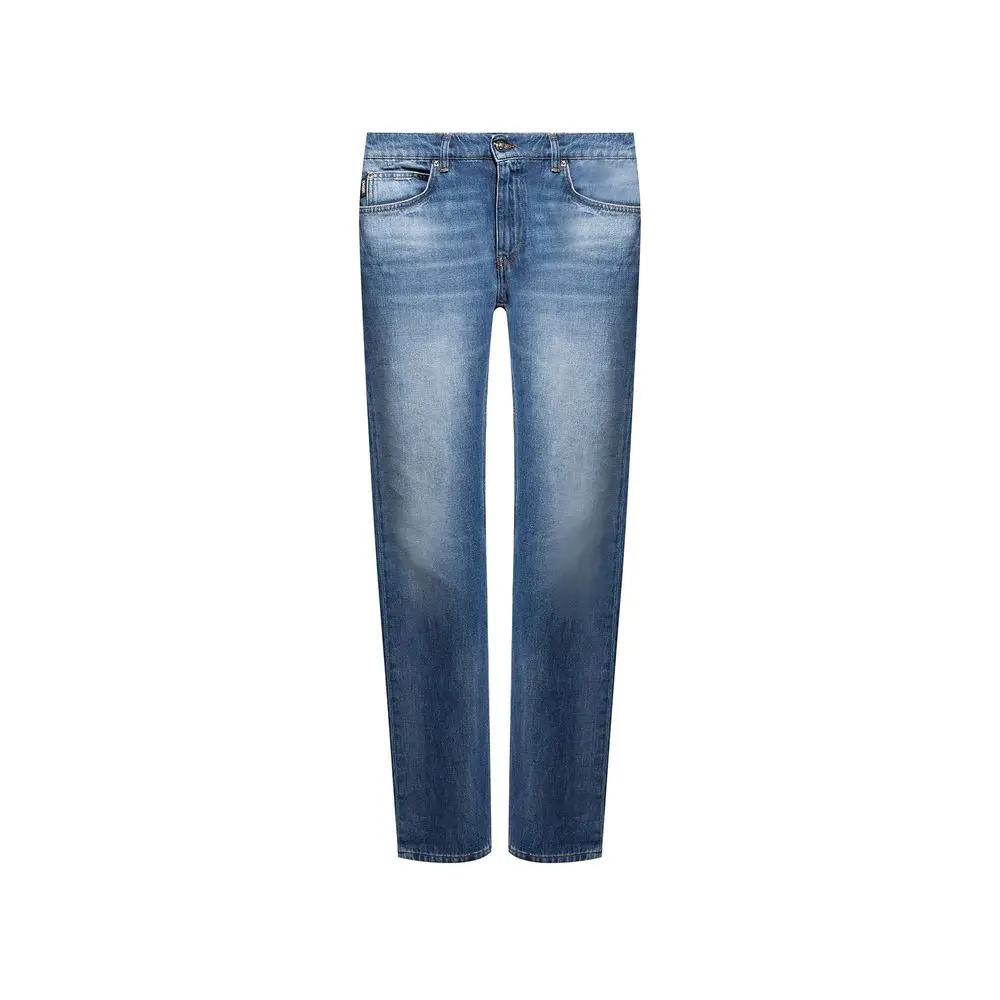 Jean droit bleu en coton Versace