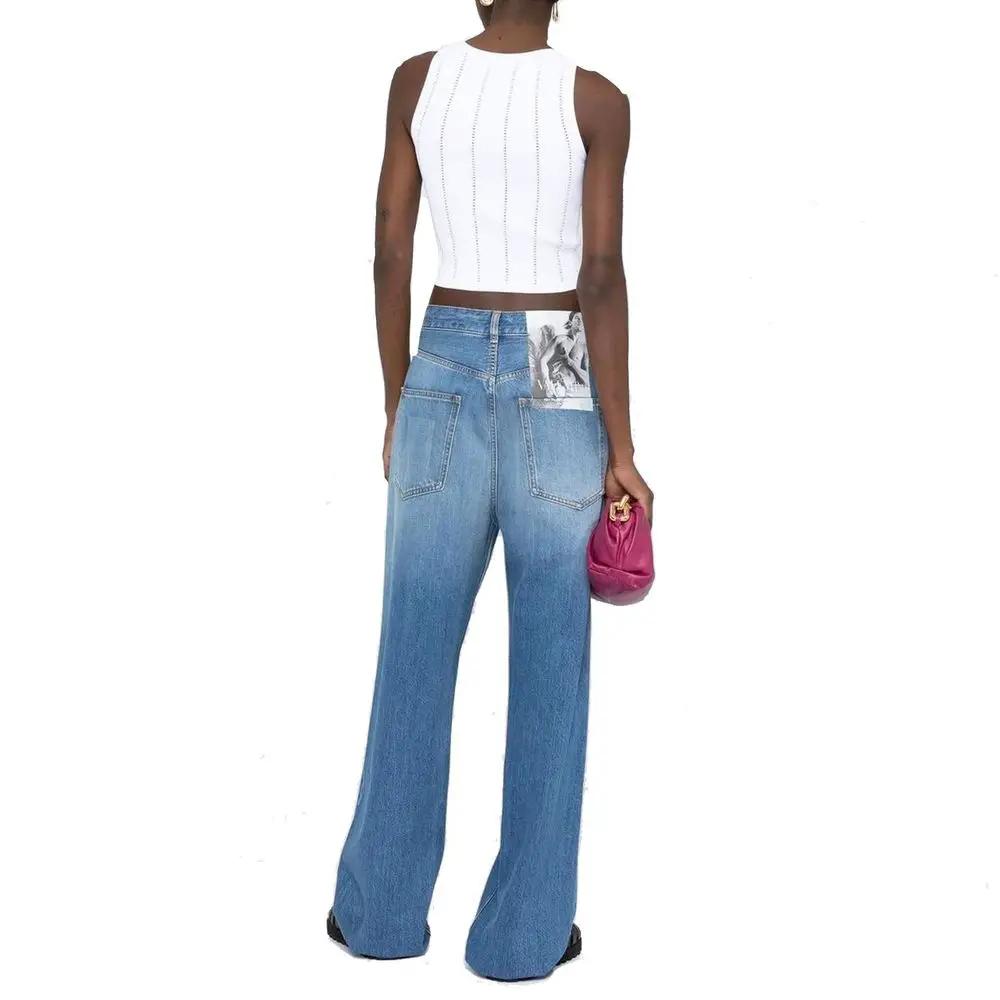 Jean bleu coupe relaxed femme – Valentino denim coton Italie