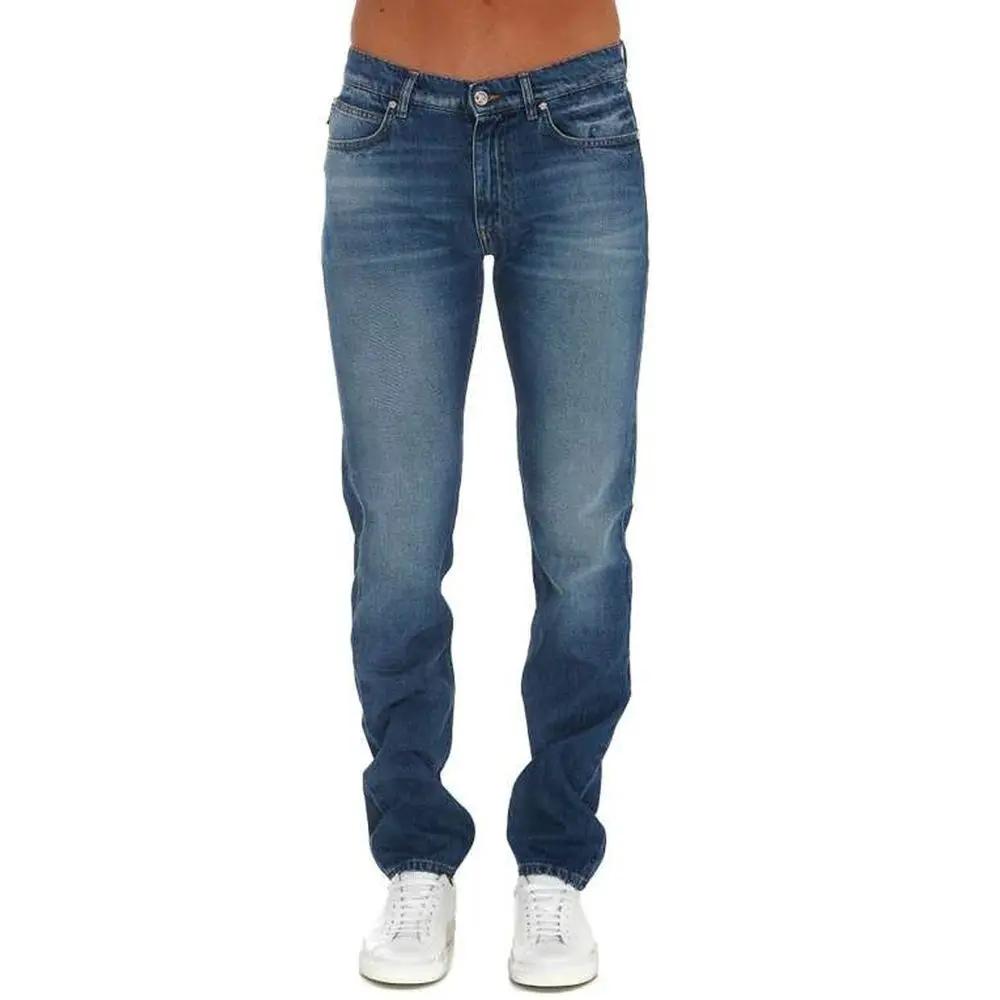 Jean droit bleu en coton Versace