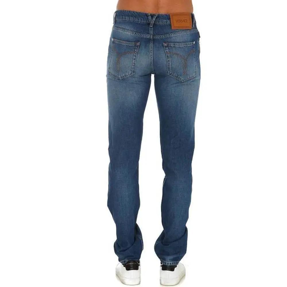 Jean droit bleu en coton Versace