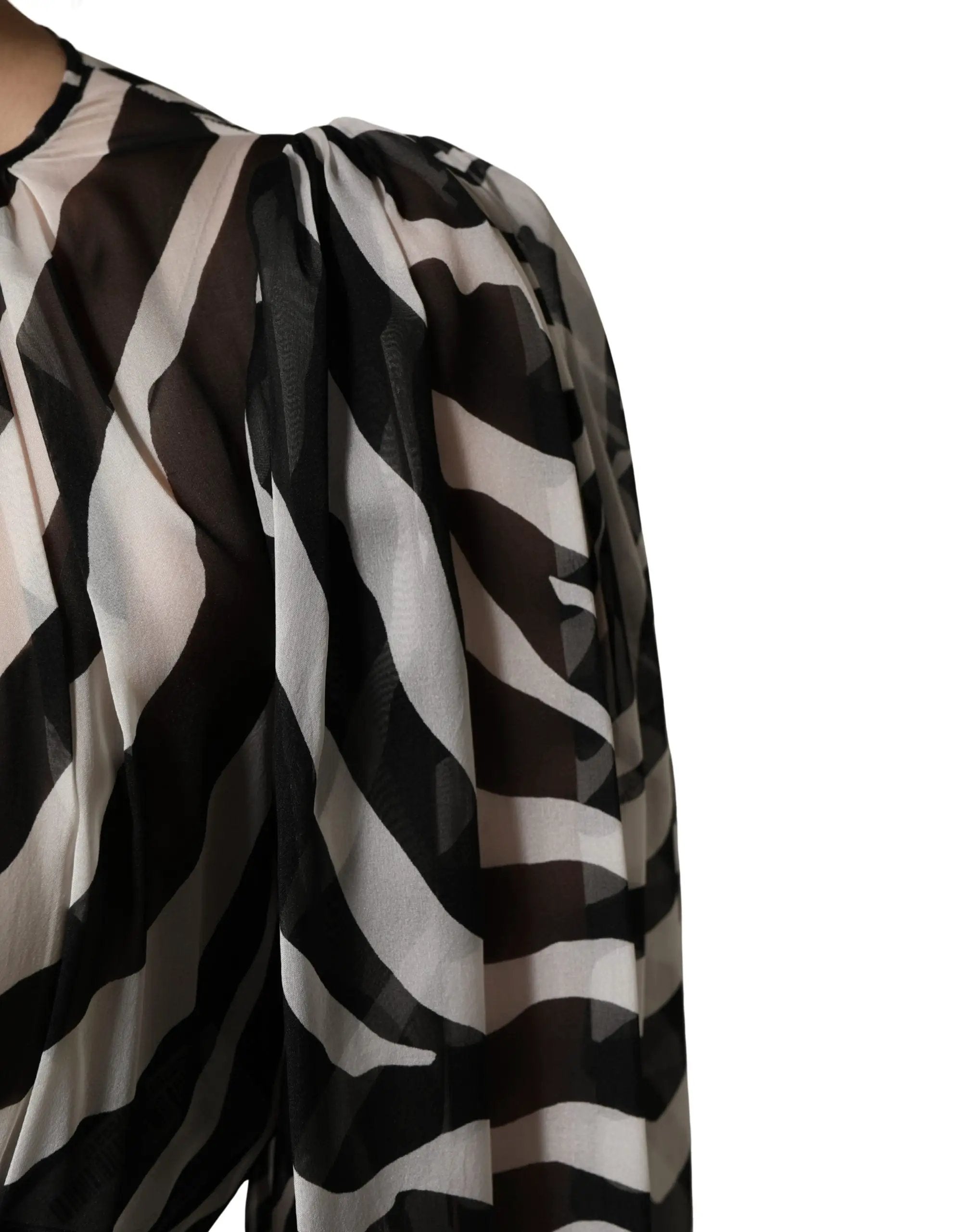 Mini robe MSGM à manches bouffantes zébrée noire et blanche