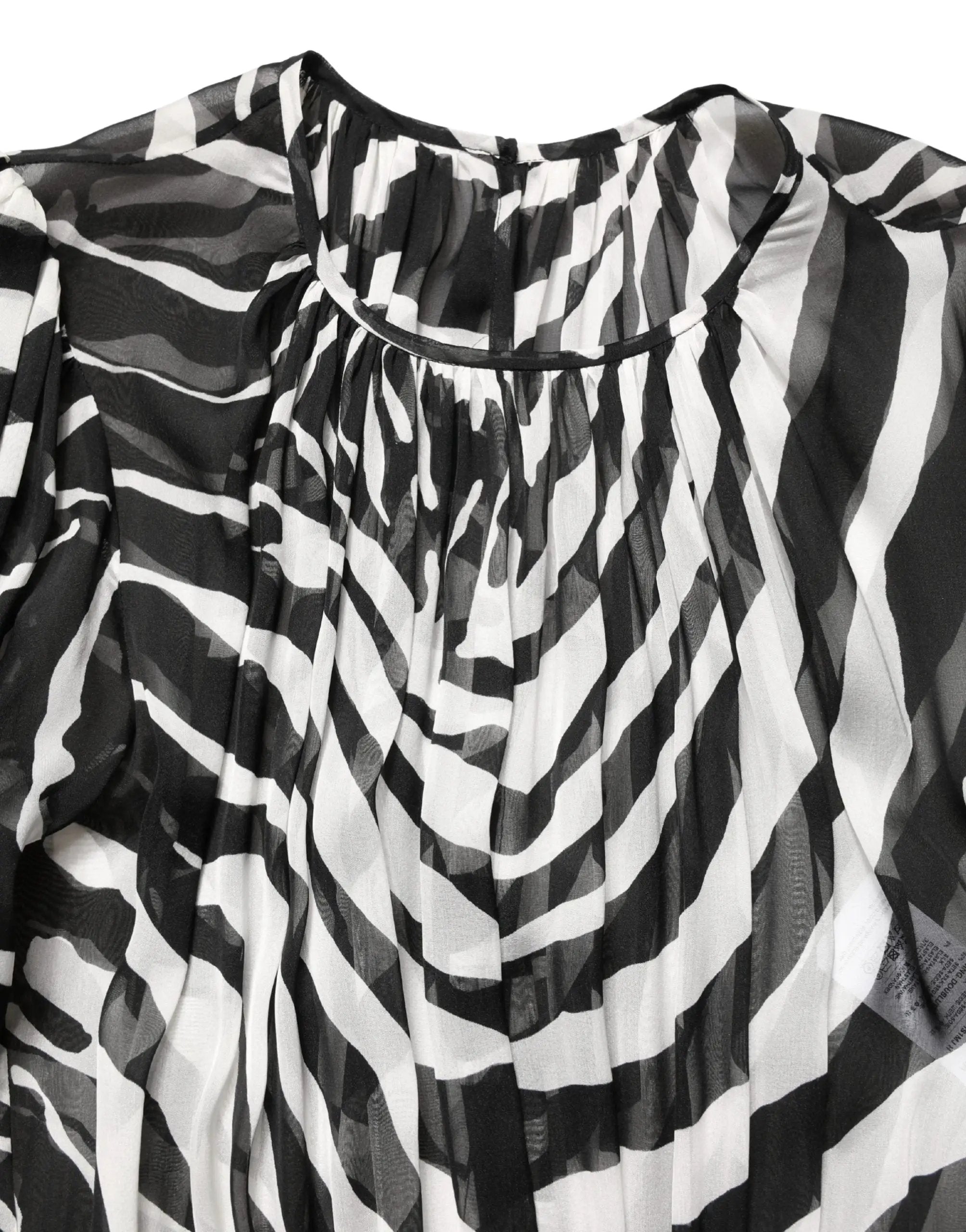 Mini robe MSGM à manches bouffantes zébrée noire et blanche