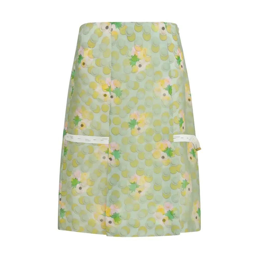 Jupe mi-longue en soie multicolore Fendi