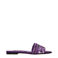 Women’s Purple Fabric Slippers – Dolce & Gabbana Logo Embellished Slides