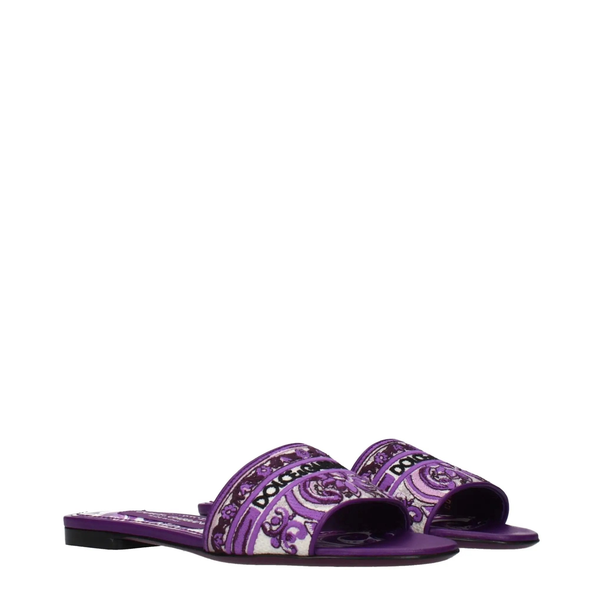 Chaussons violet femme – Dolce & Gabbana logo et ornements