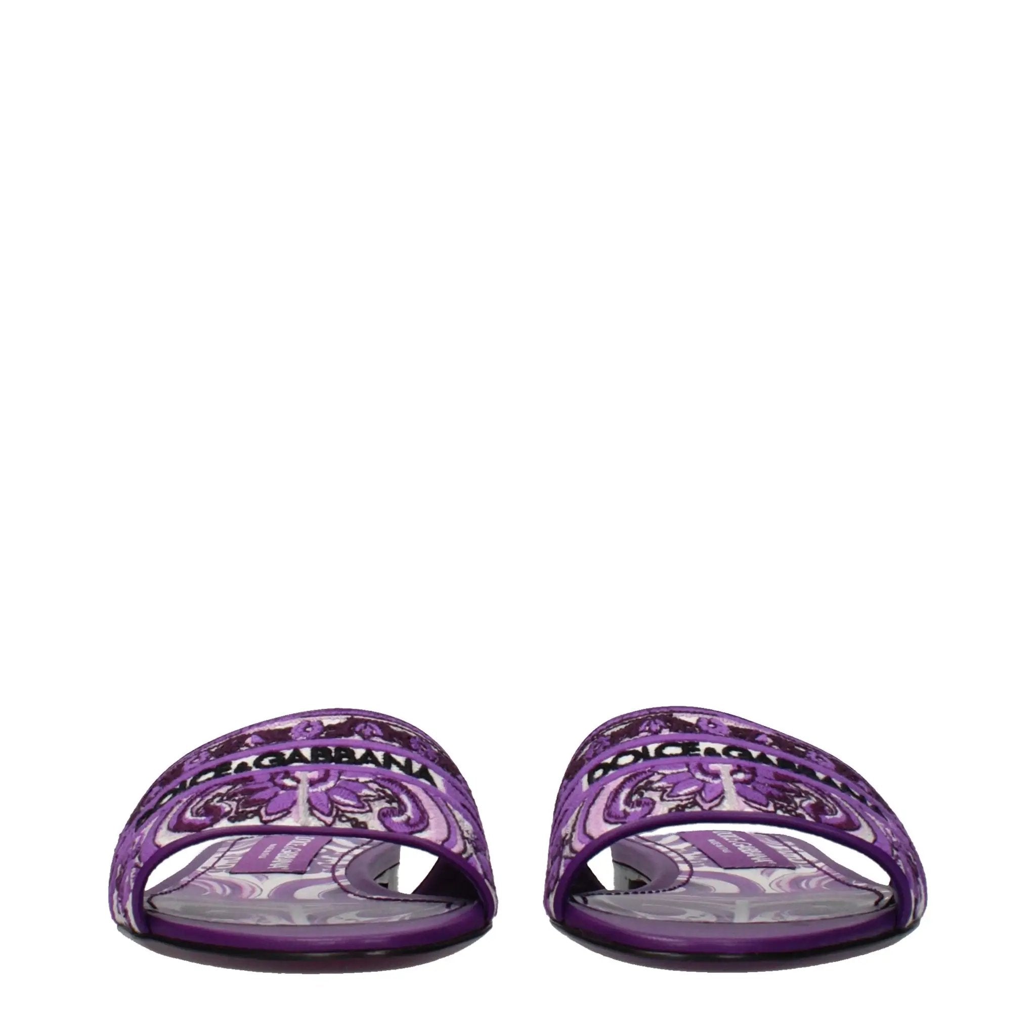 Chaussons violet femme – Dolce & Gabbana logo et ornements