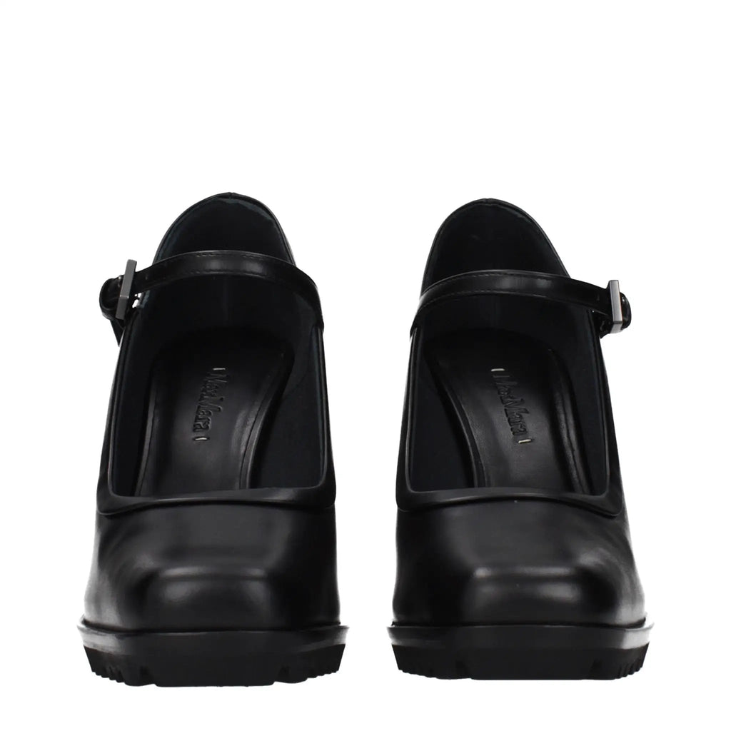 Max Mara Black Leather High Heel Pumps