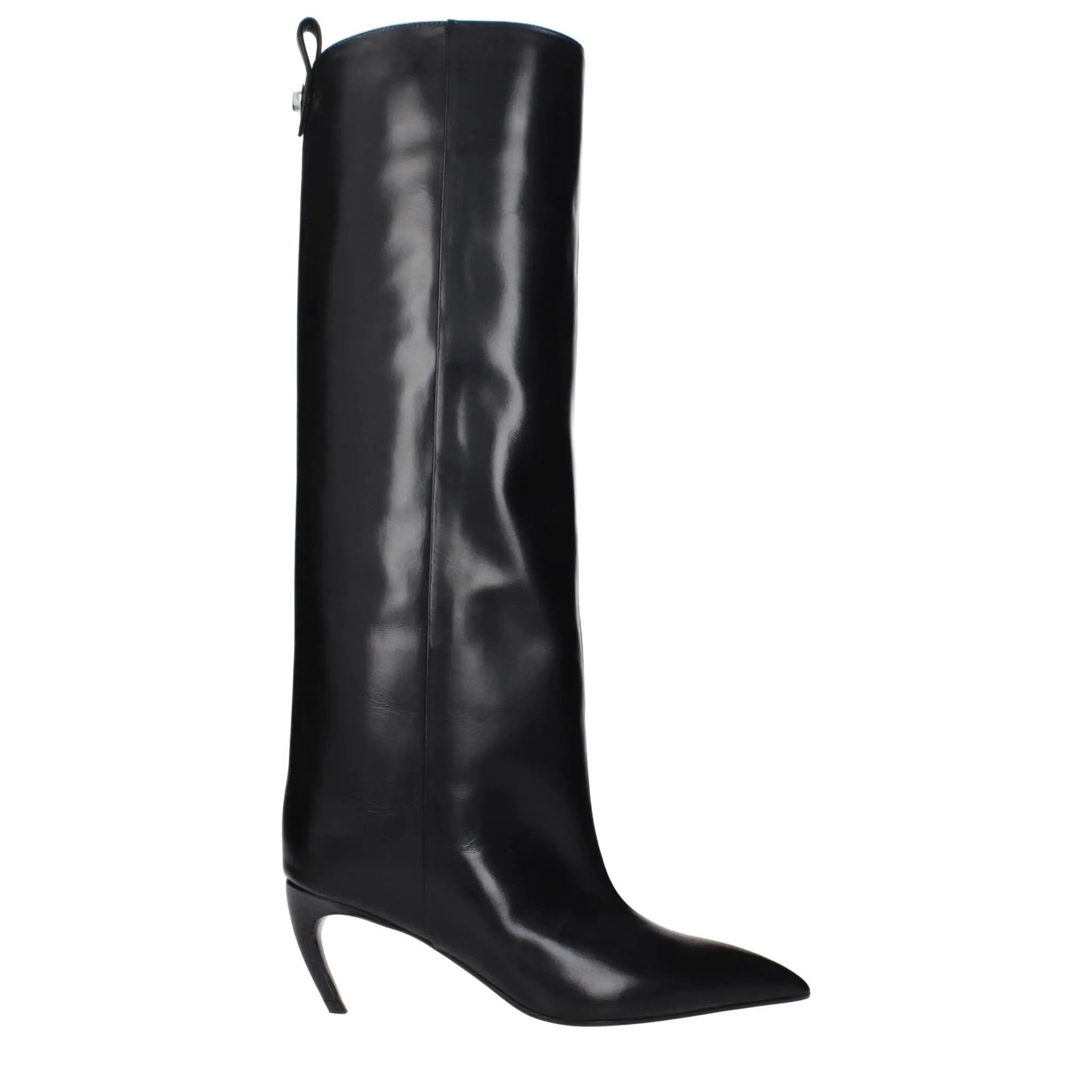 Bottes à talons hauts en cuir noir The Attico