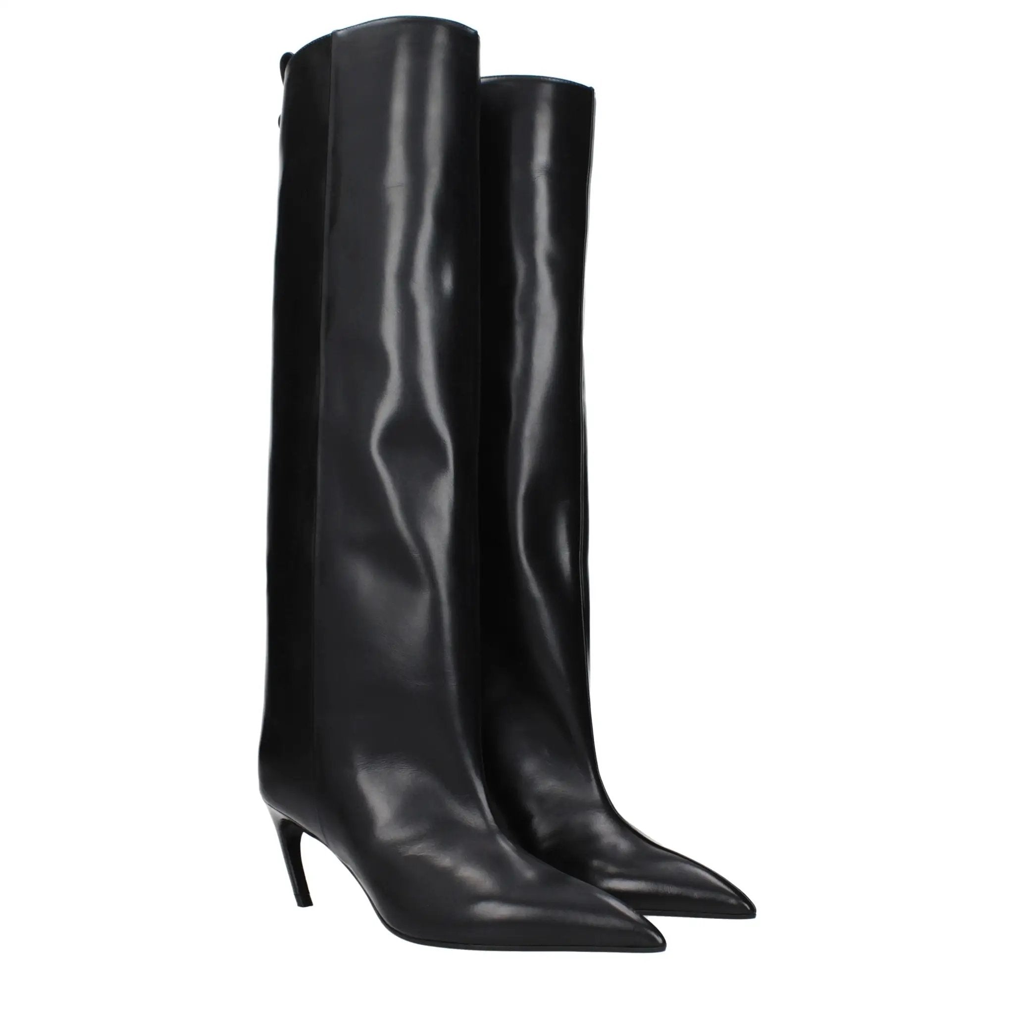 Bottes à talons hauts en cuir noir The Attico