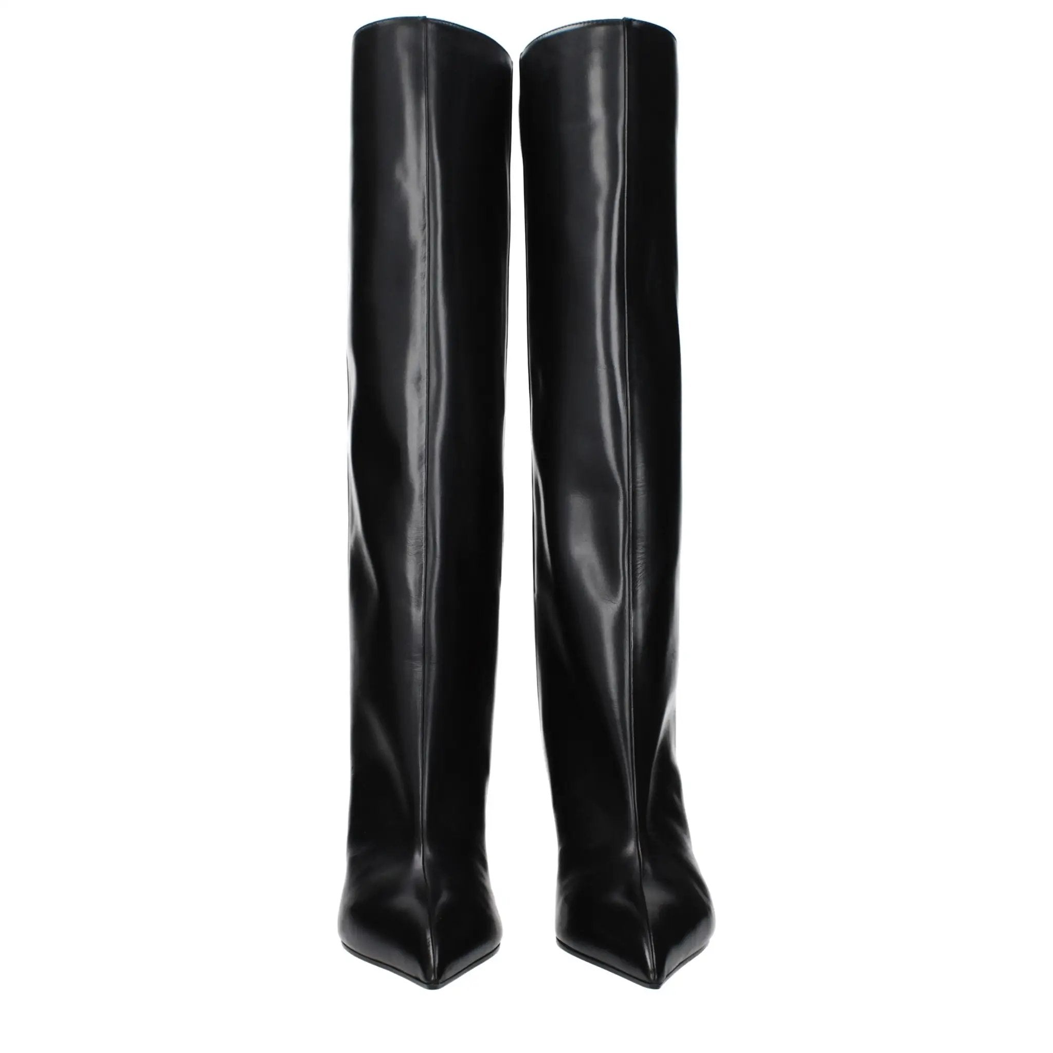 Bottes à talons hauts en cuir noir The Attico