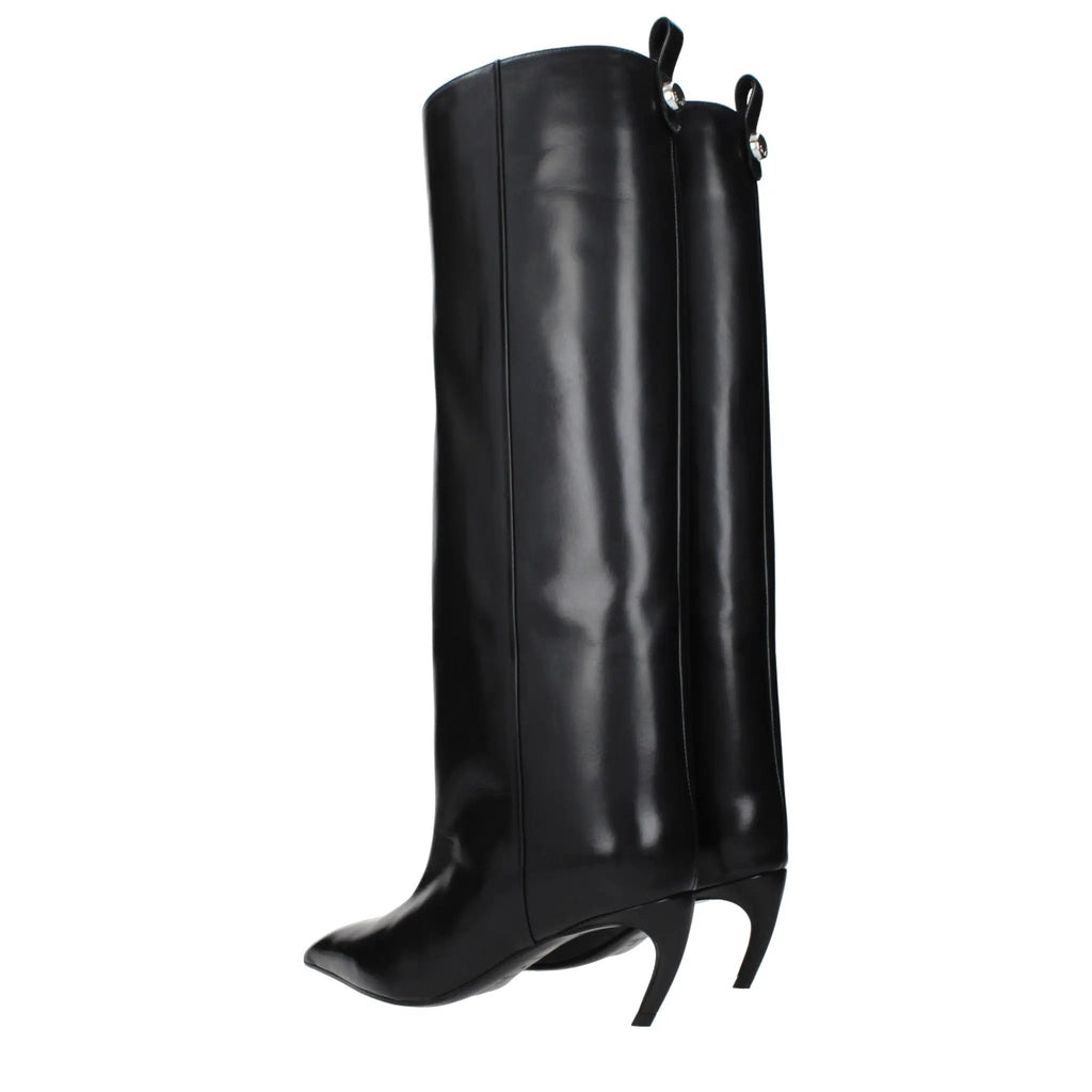 Bottes à talons hauts en cuir noir The Attico