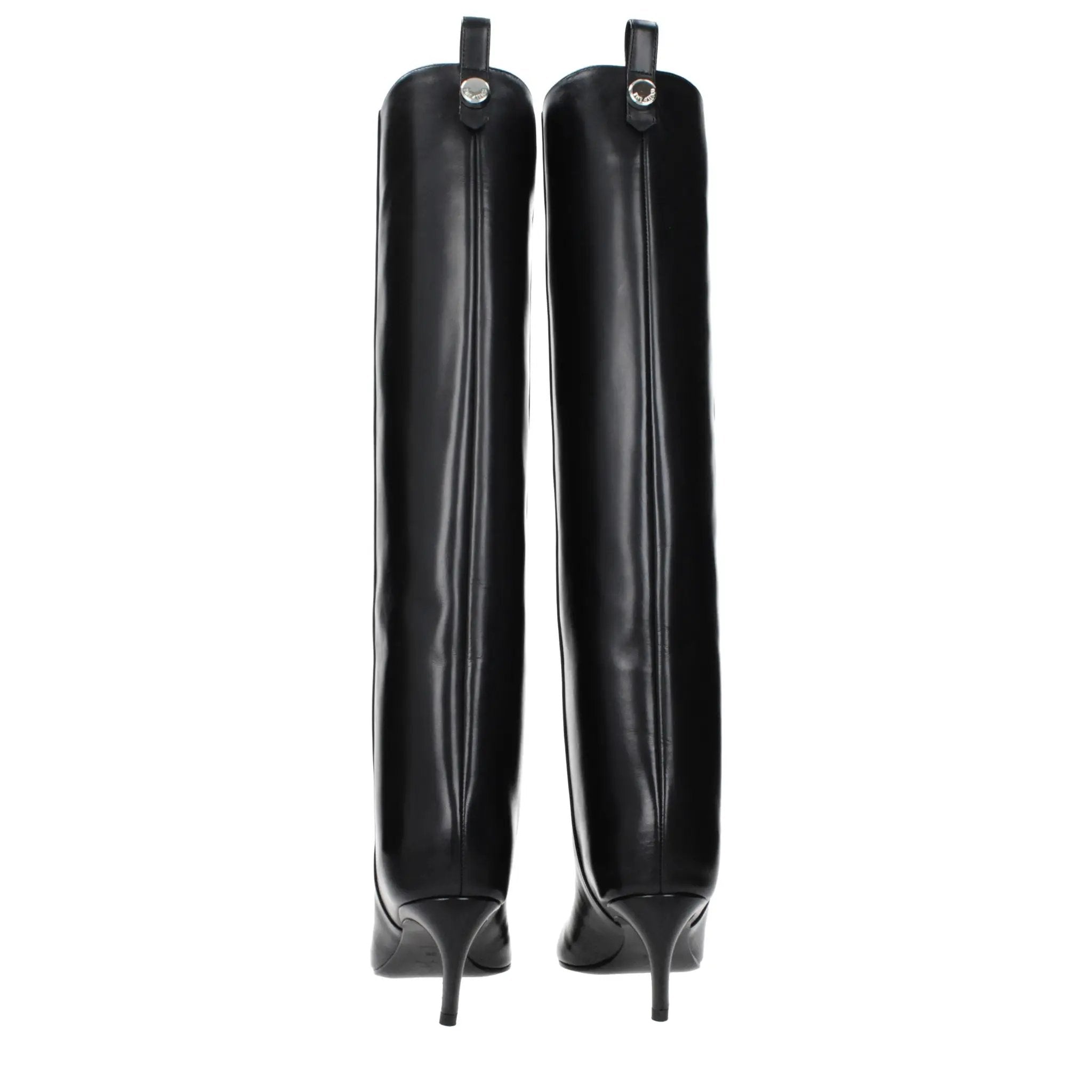 Bottes à talons hauts en cuir noir The Attico