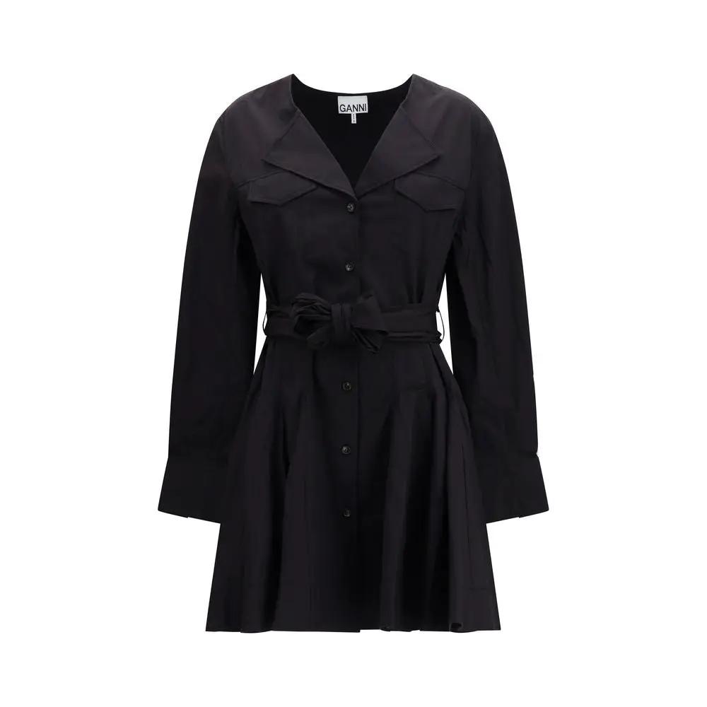 Robe décontractée en coton noir Ganni