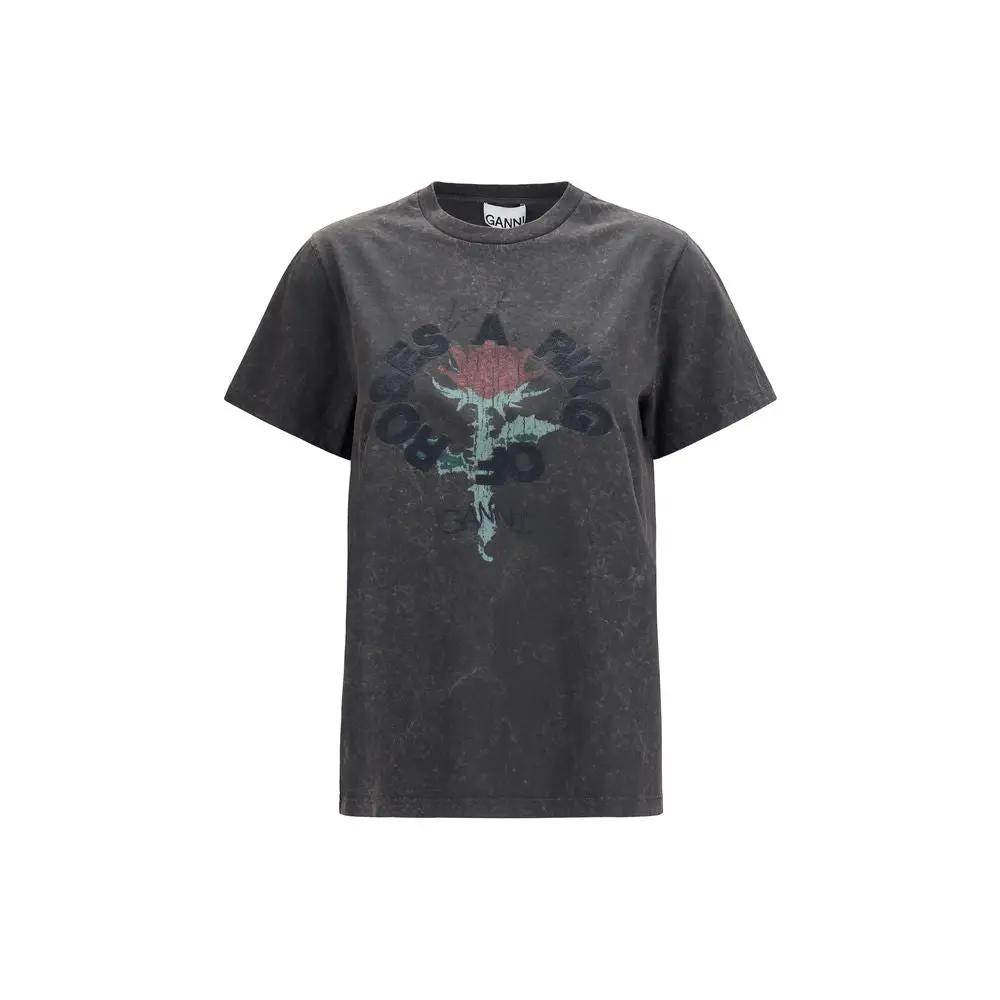 T-shirt en coton gris Ganni