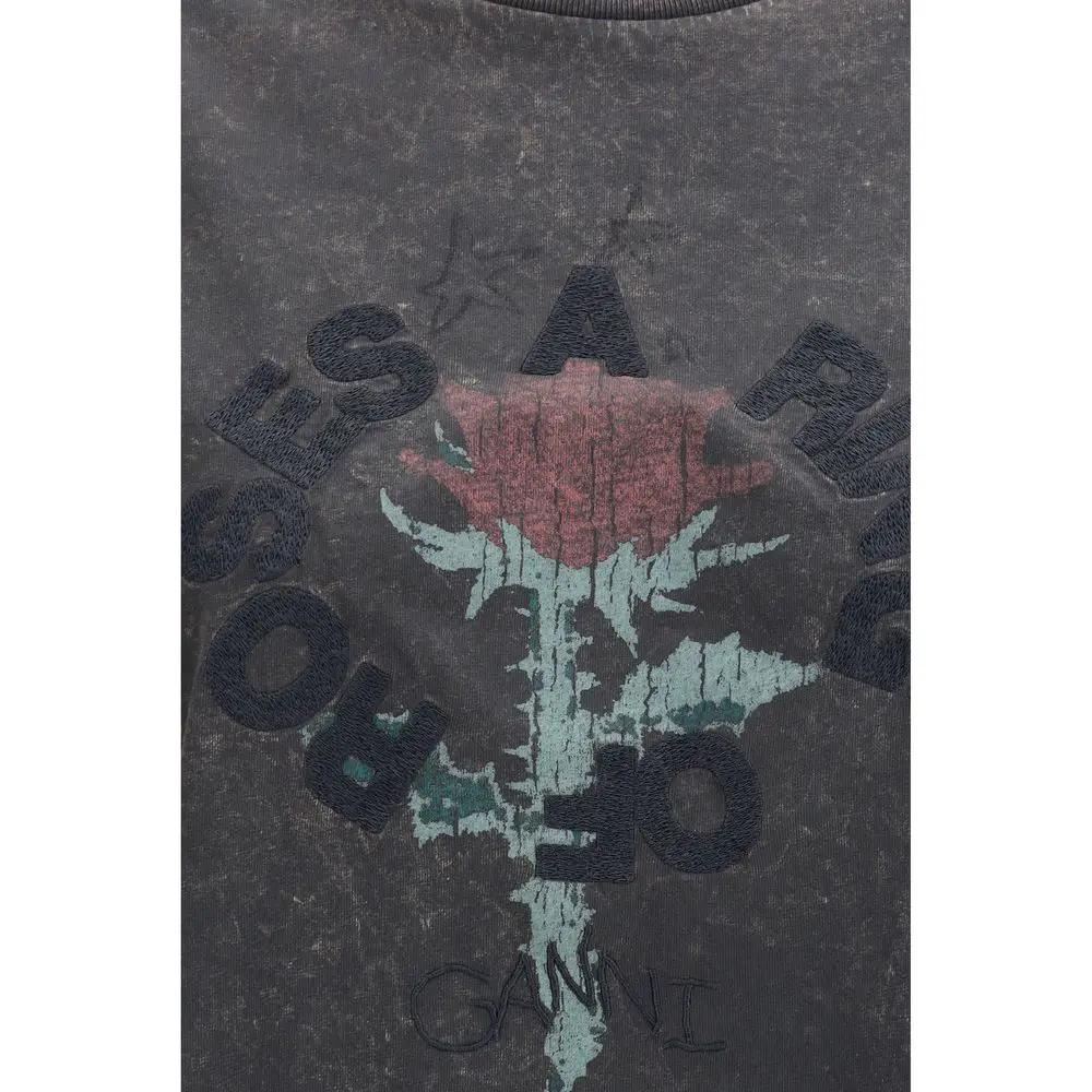 T-shirt en coton gris Ganni