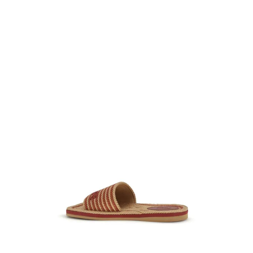 Chloé Brown Lamb Ovis Aries Aries Flat Sandals