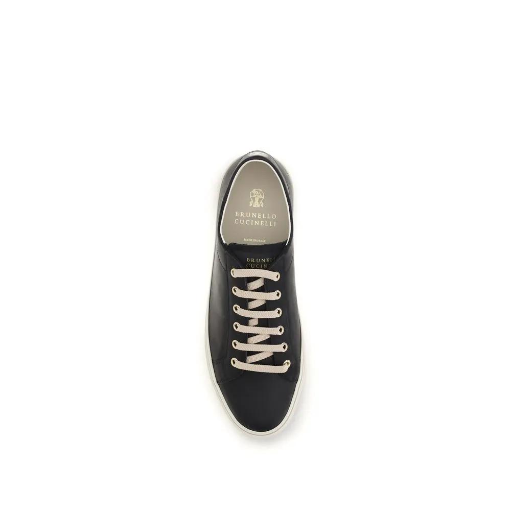 Baskets basses Brunello Cucinelli Bos Taurus en cuir de veau noir