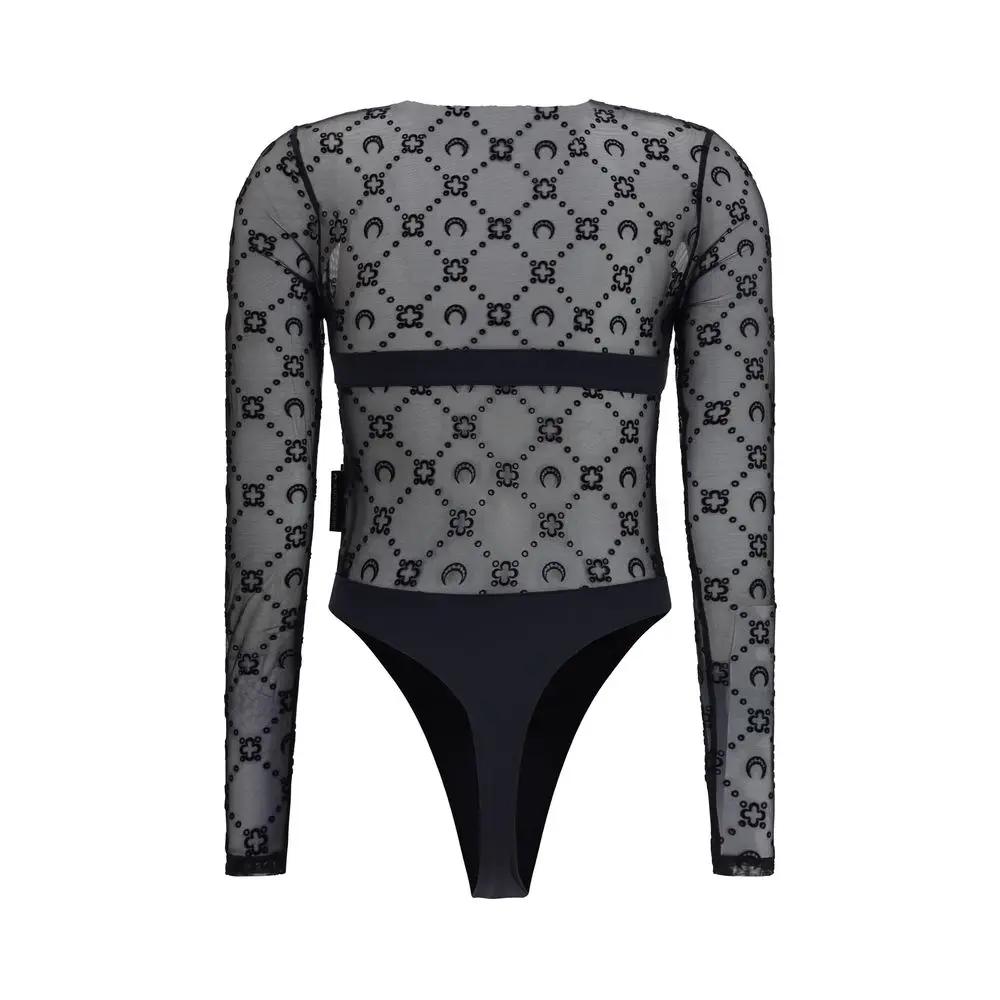 Marine Serre Black Polyamide Bodysuit