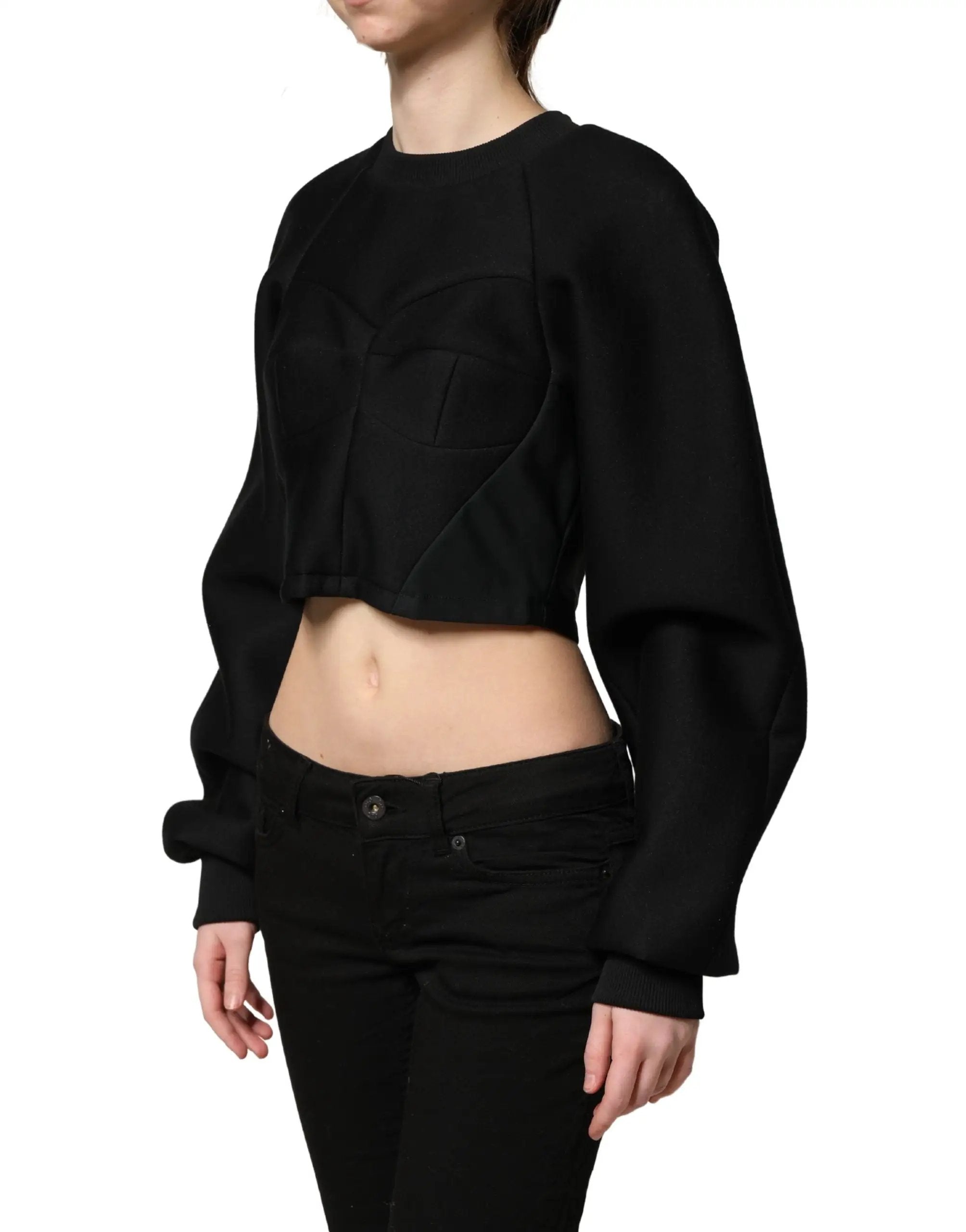 Philosophy Black Cropped ZipperBack Sweatshirt Sweater