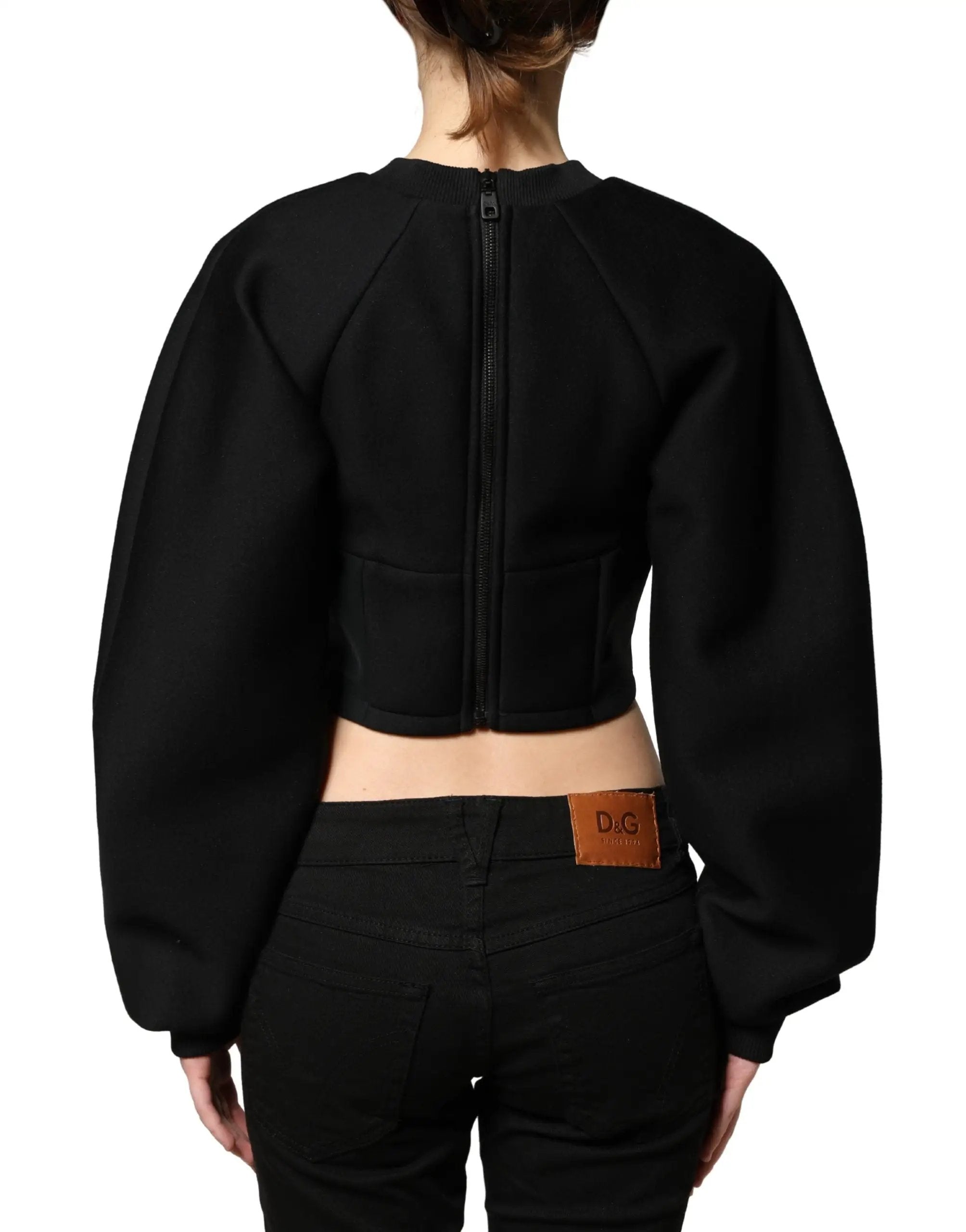Philosophy Black Cropped ZipperBack Sweatshirt Sweater