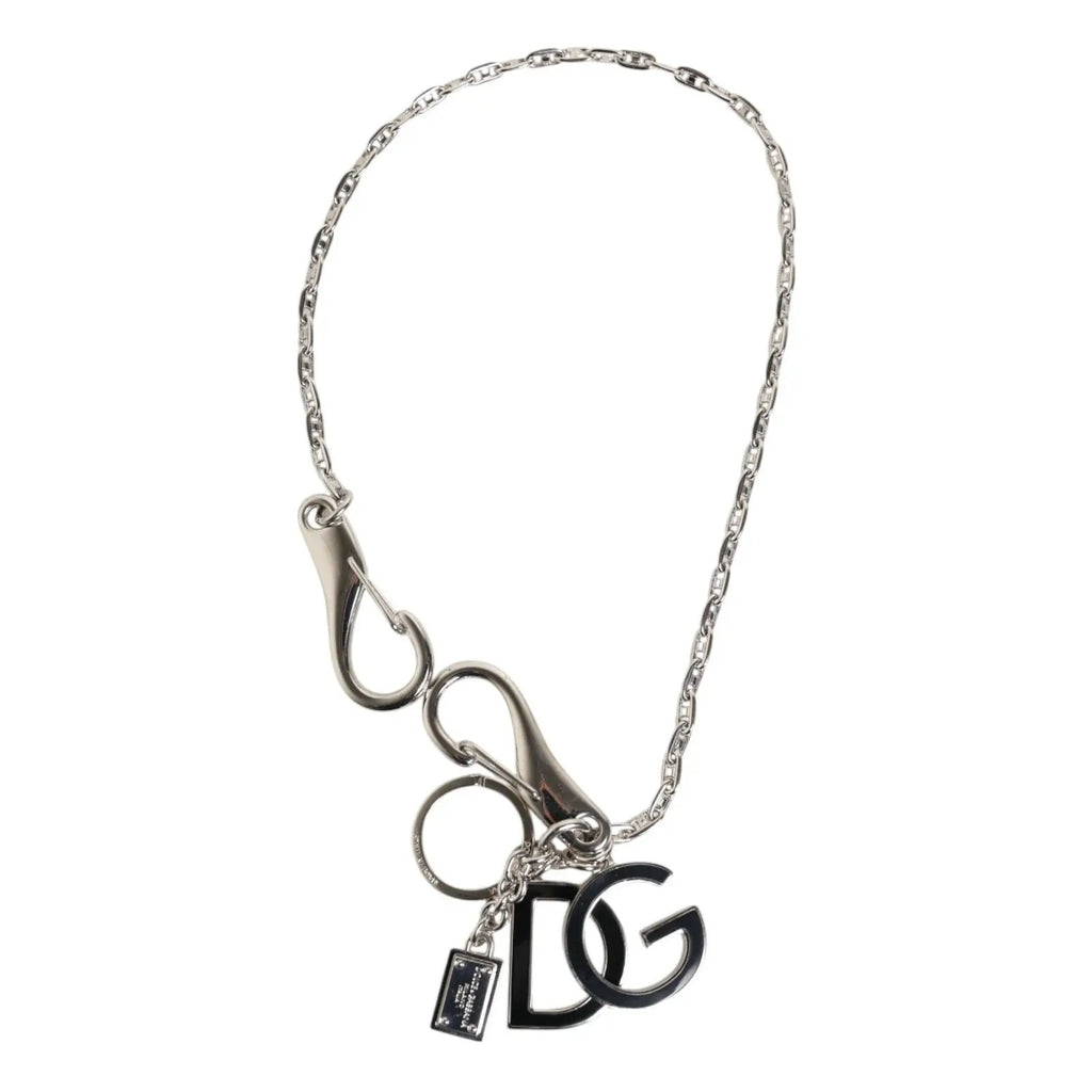 Dolce & Gabbana Porte-clés en métal argenté avec logo DG Breloque de sac