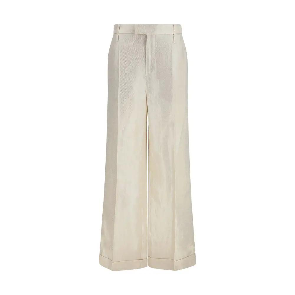 Brunello Cucinelli Pantalon décontracté en soie beige