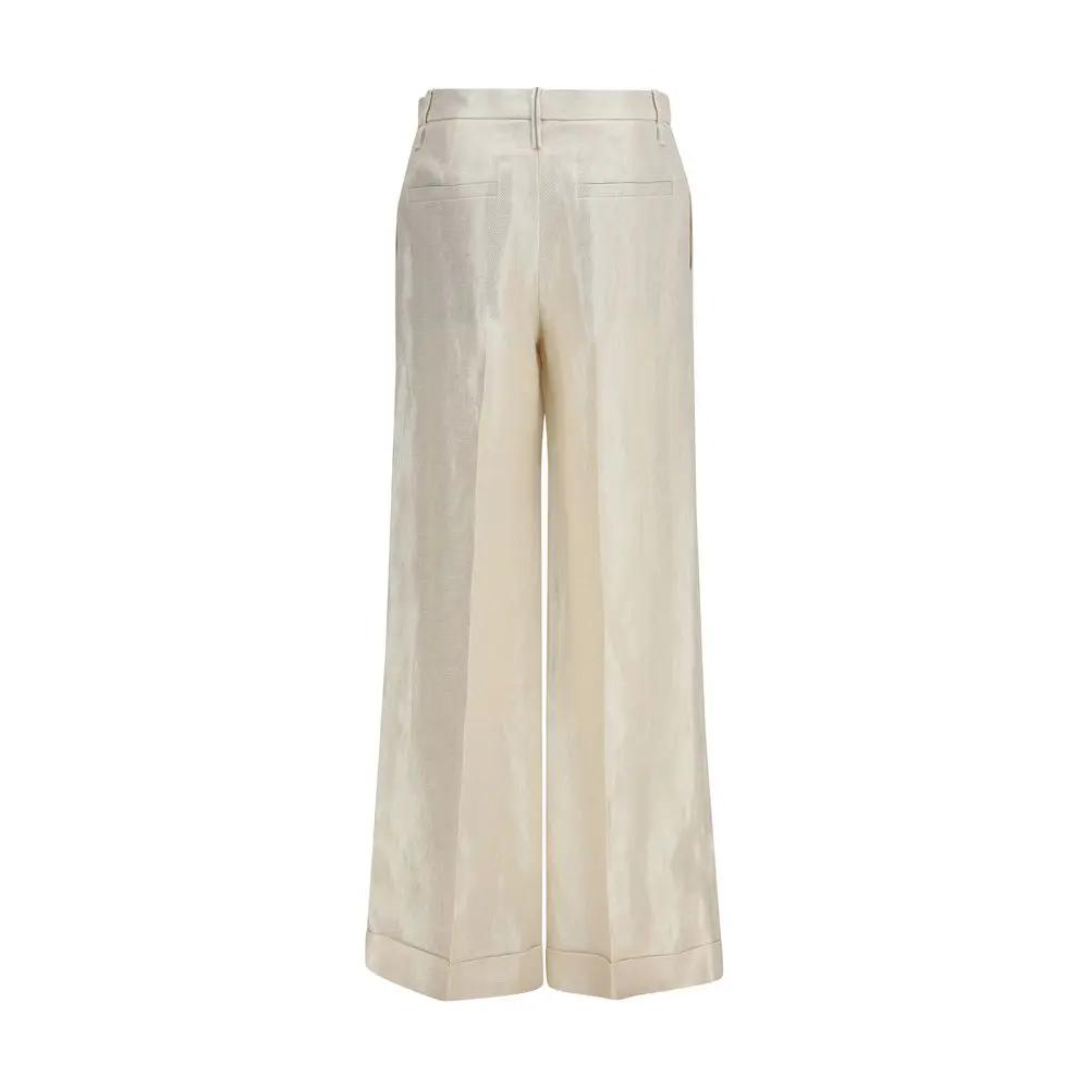 Brunello Cucinelli Beige Silk Casual Pants