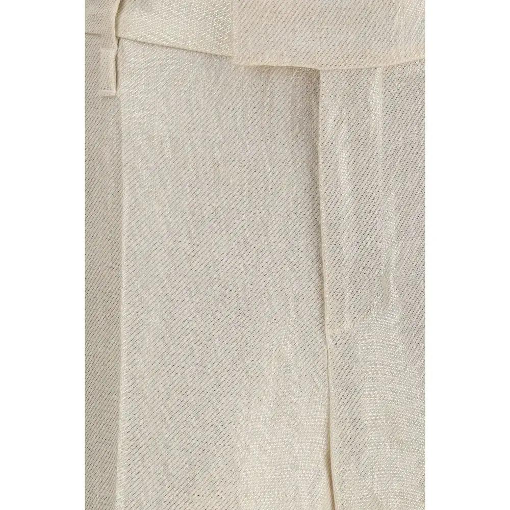 Brunello Cucinelli Beige Silk Casual Pants