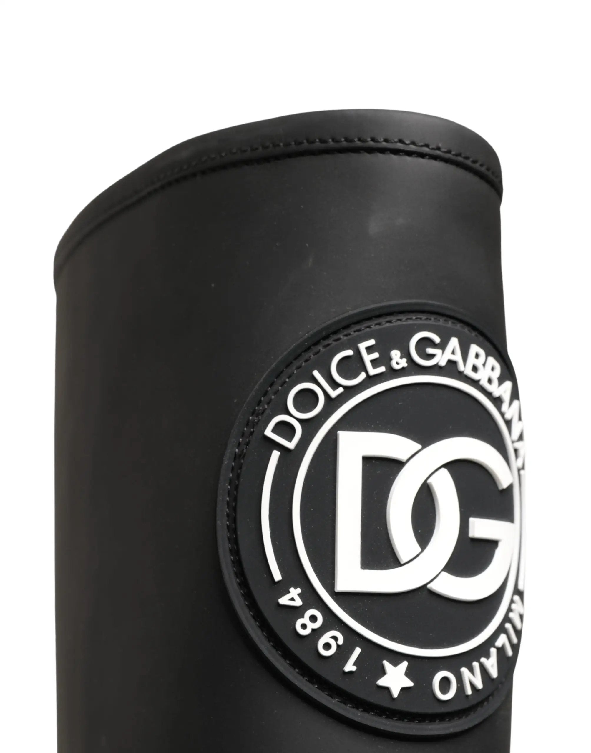 Dolce & Gabbana Black Rubberised Leather High Boots Shoes