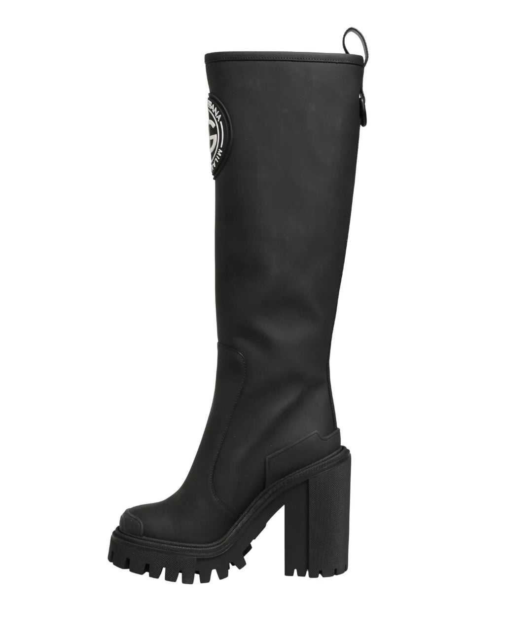 Dolce & Gabbana Black Rubberised Leather High Boots Shoes